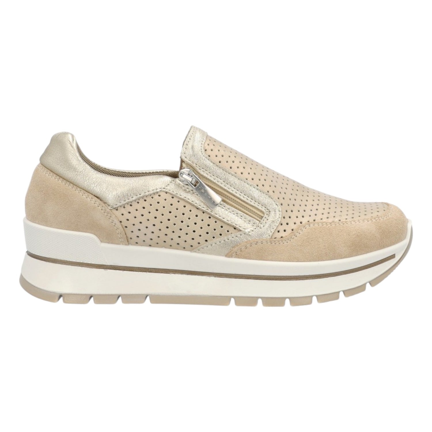 Igi&Co Slip On Traforato Platino con Cerniera Laterale da Donna