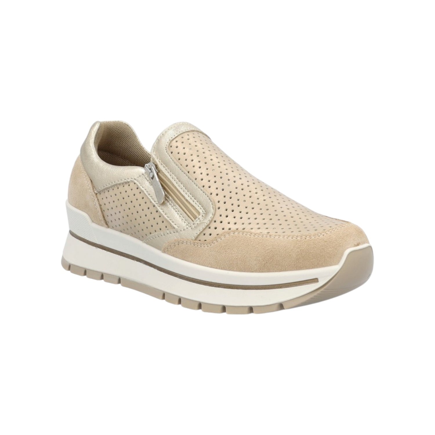 Igi&Co Slip On Traforato Platino con Cerniera Laterale da Donna
