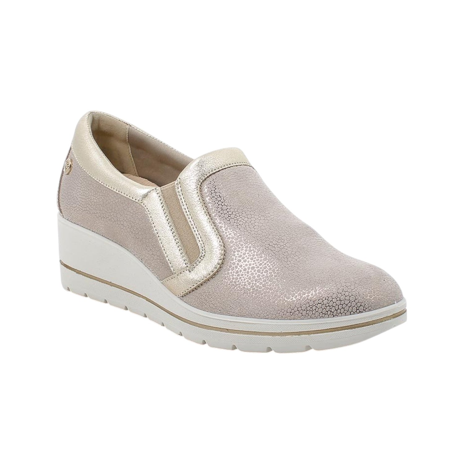 Enval Soft Mocassino Platino in Tessuto con Donna