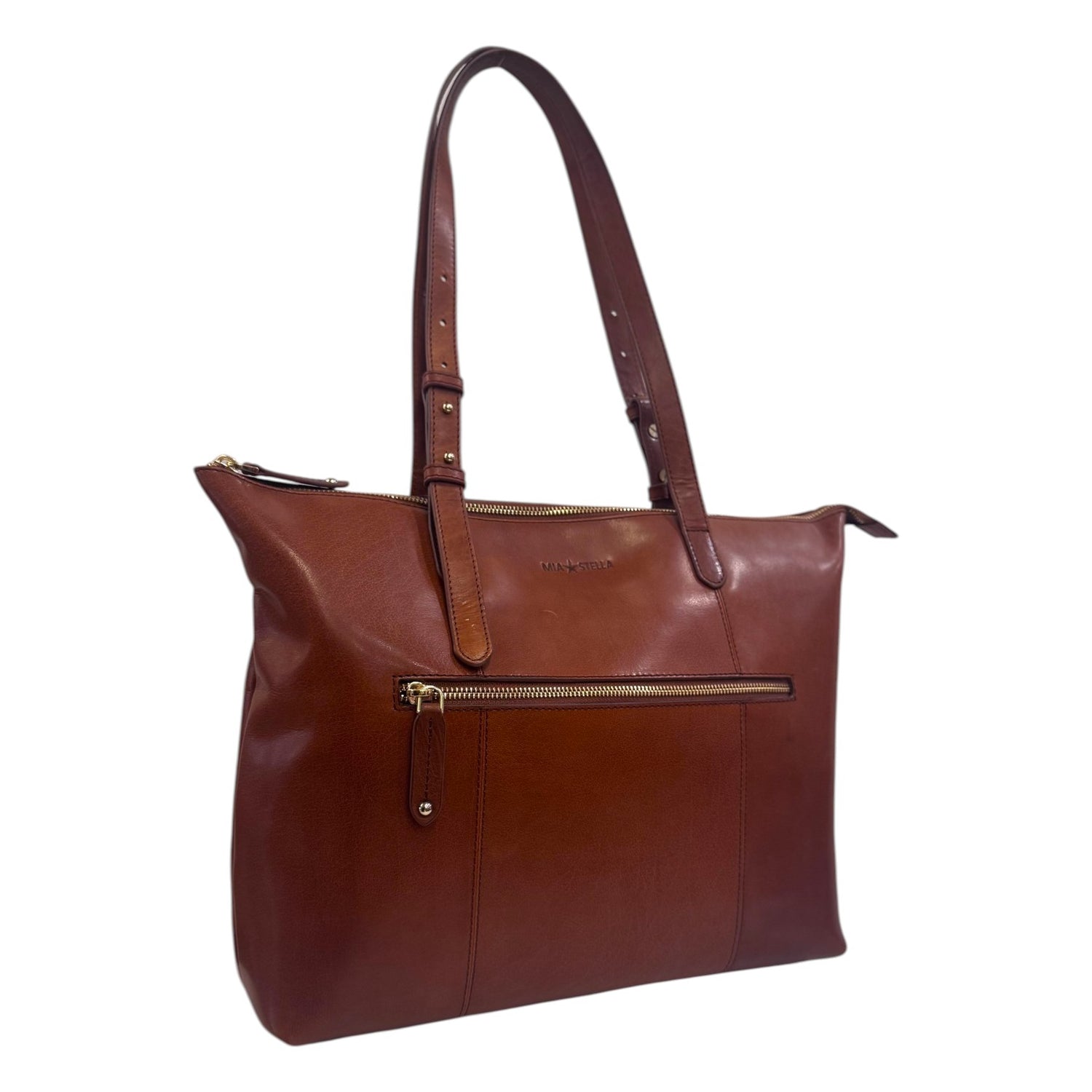 Mia Stella Shopper Cuoio con Tasca Frontale da Donna