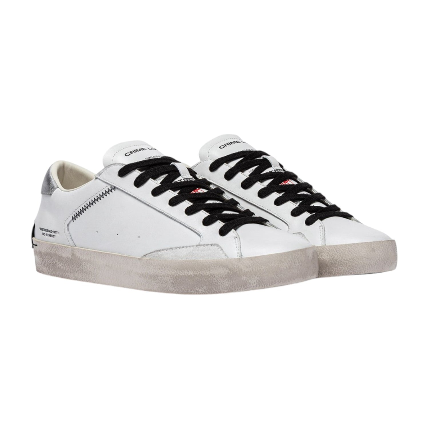 Crime London Sneakers Bianca Distressed Metallic Orange da Uomo