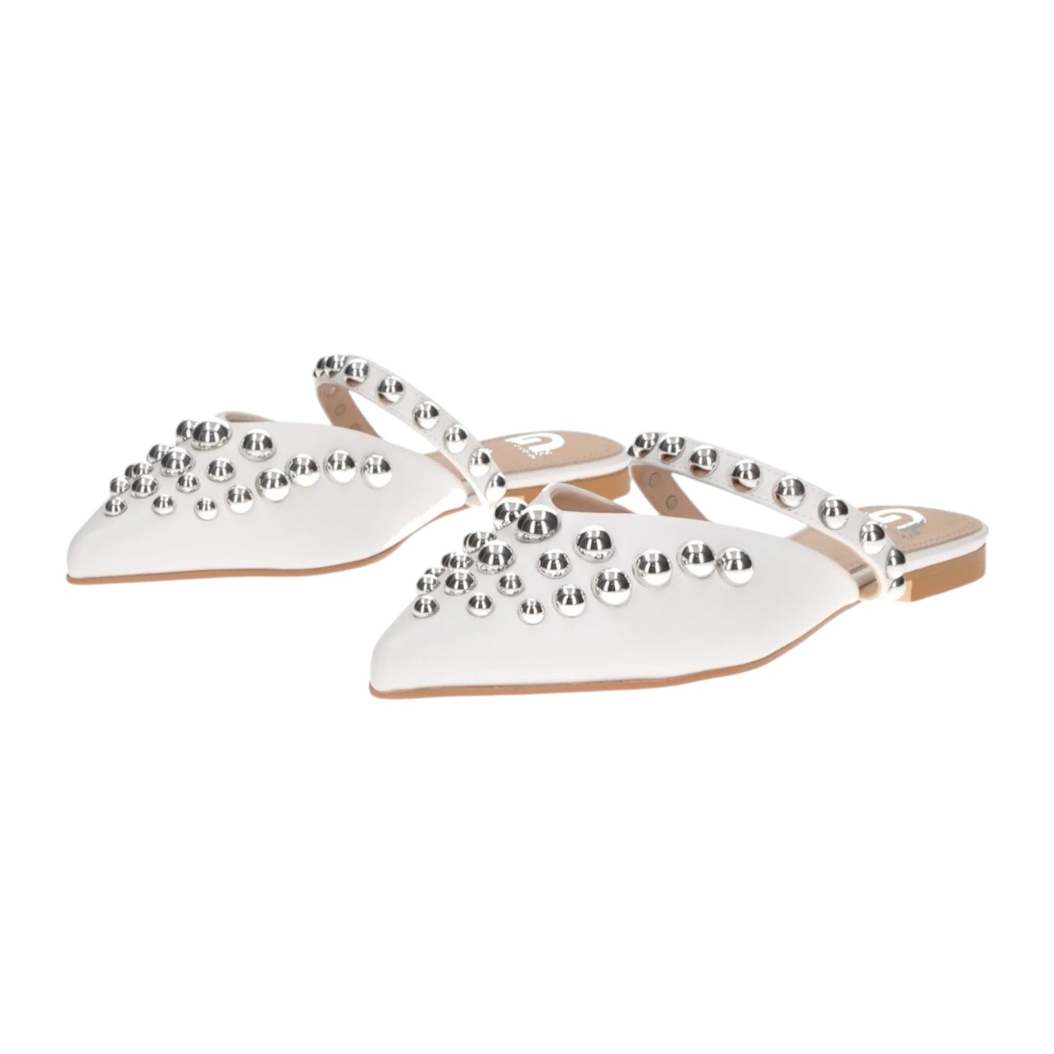Gold&Gold Sabot Bianco con Borchie Argento da Donna