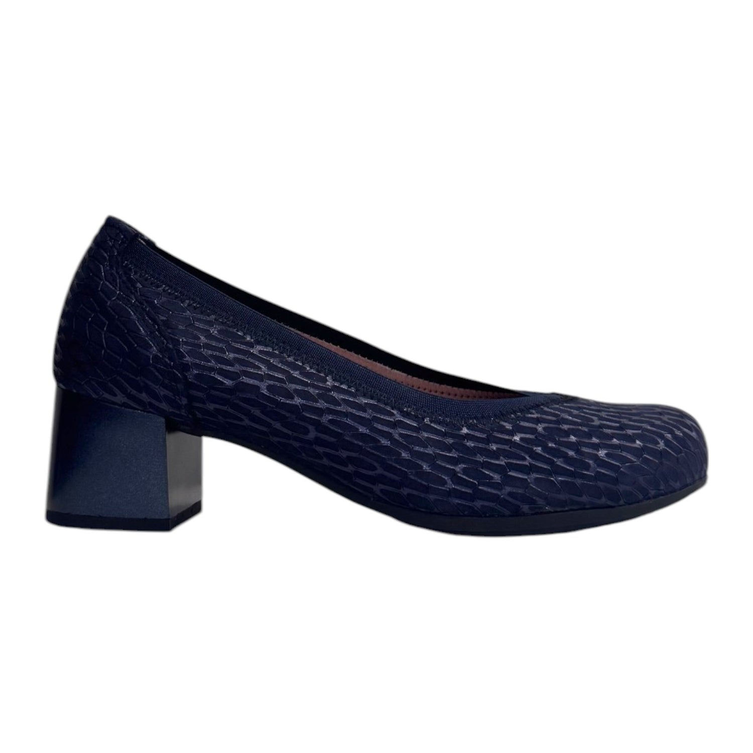 Pitillos Dècollettè Donna in Pelle Blu con Finitura Lucida e Tacco Largo di 5cm