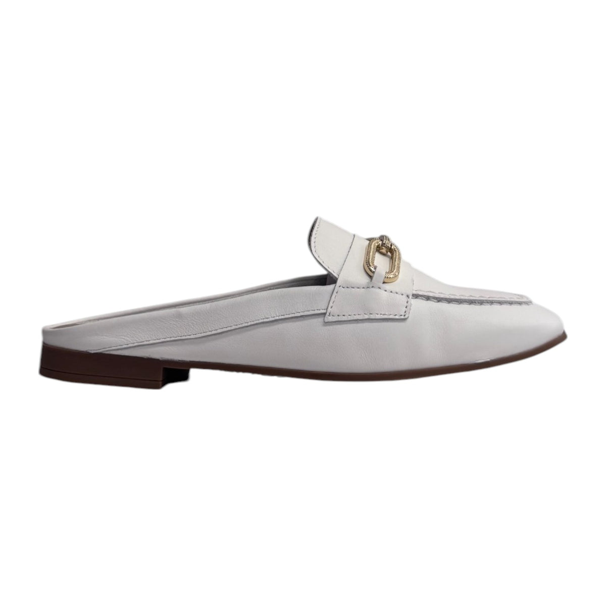 Pitillos Sabot Donna in Pelle Bianca con Morsetto Dorato