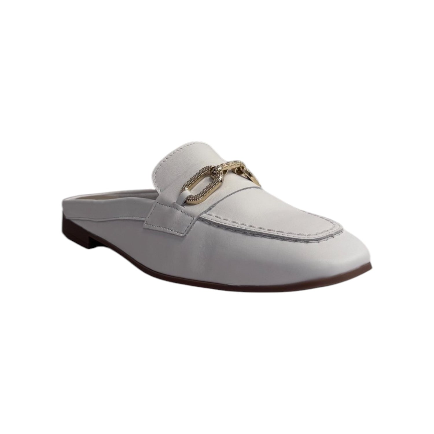 Pitillos Sabot Donna in Pelle Bianca con Morsetto Dorato