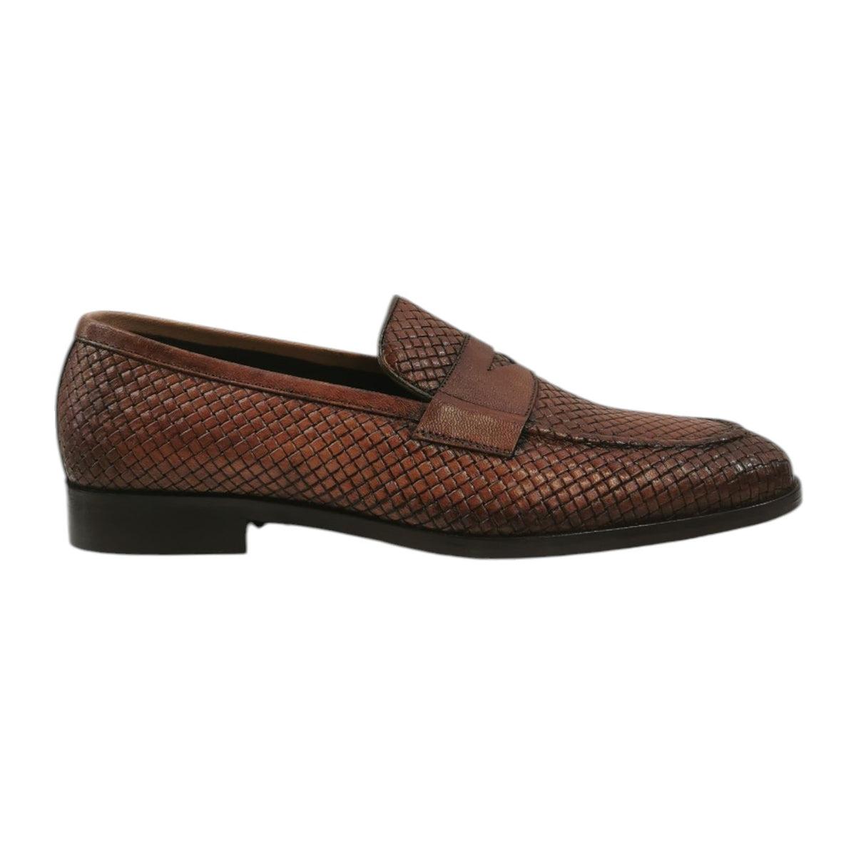 Exton Mocassino Uomo in Pelle Camel con Motivo Intrecciato e Sfumature