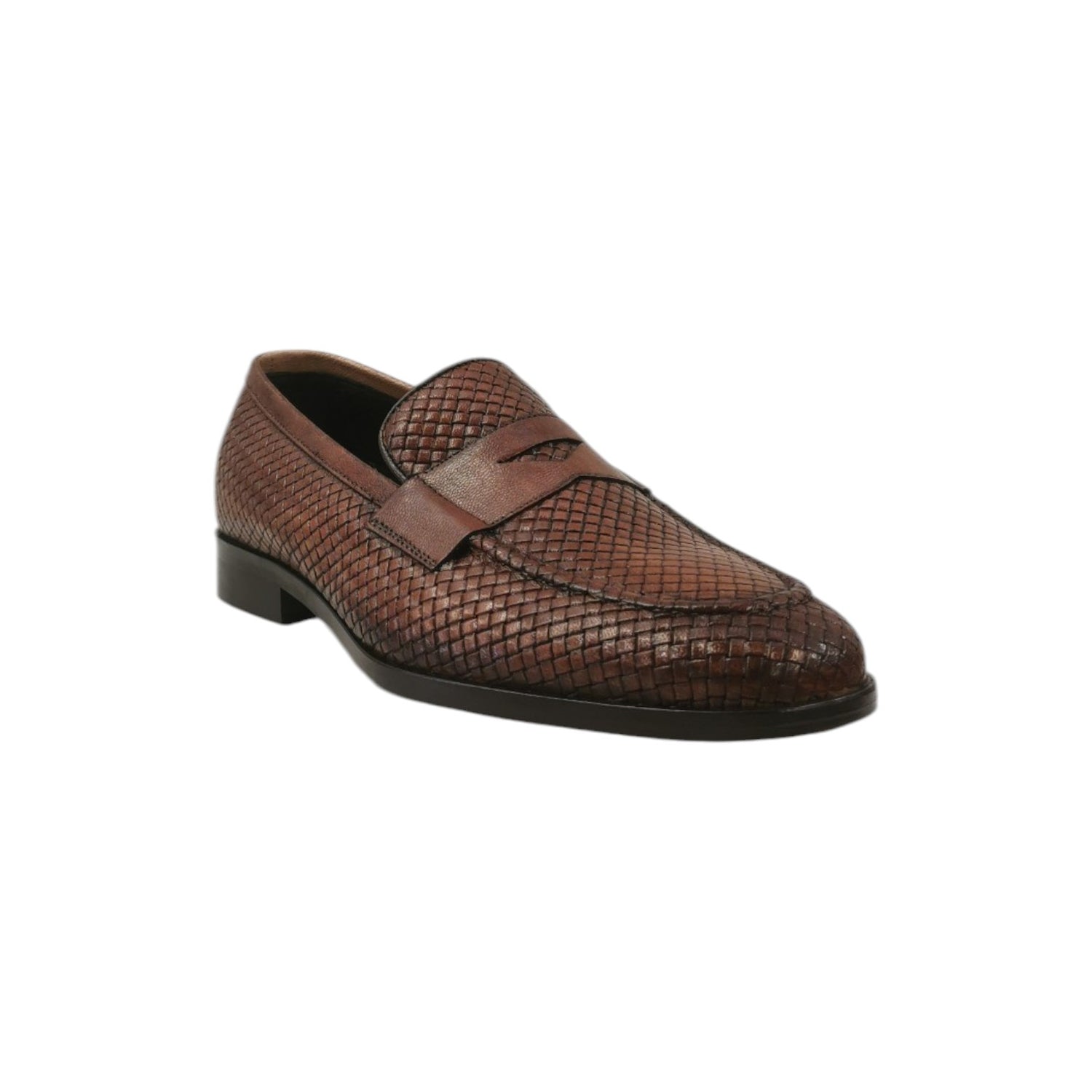 Exton Mocassino Uomo in Pelle Camel con Motivo Intrecciato e Sfumature