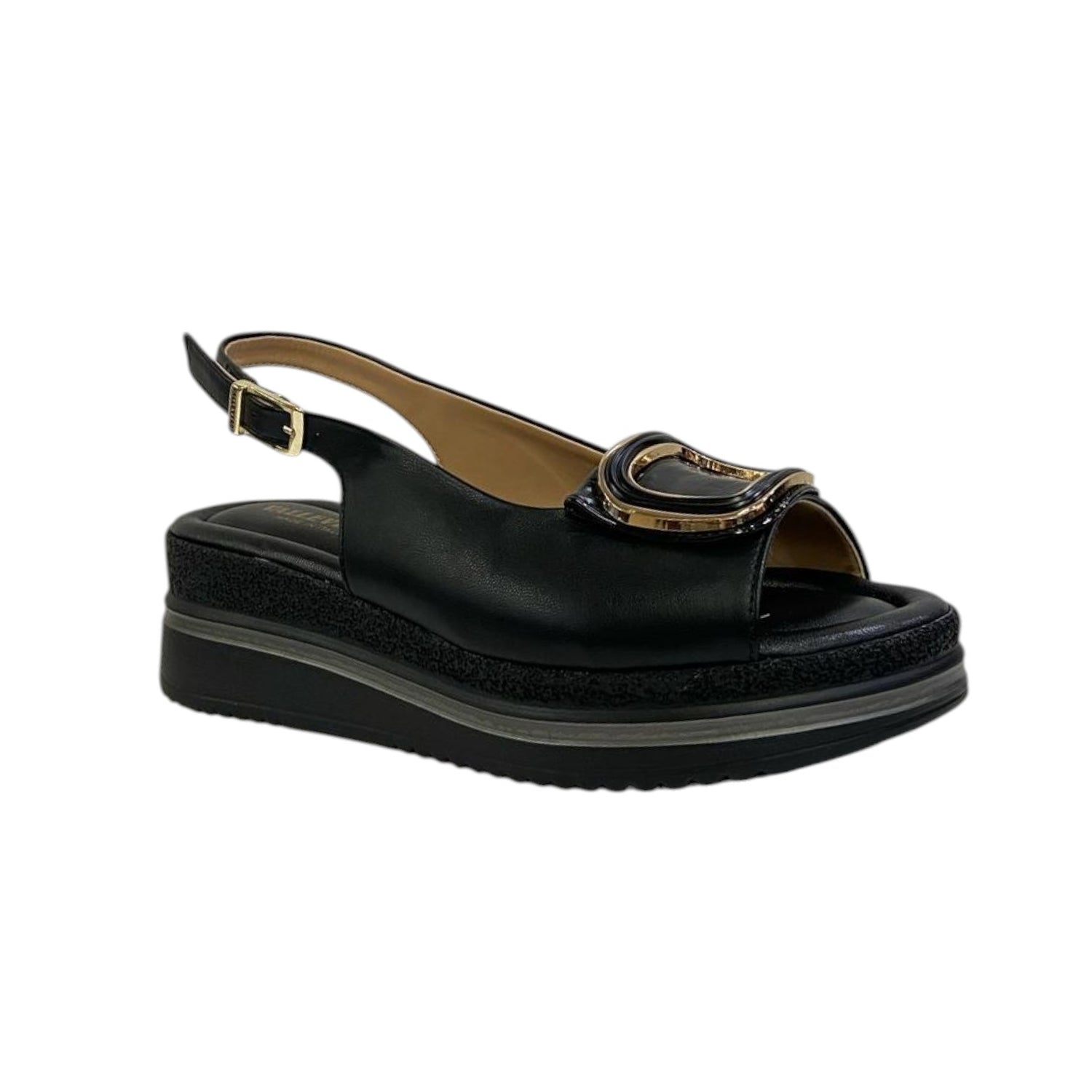 Valleverde Sandalo Nero con Accessorio da Donna