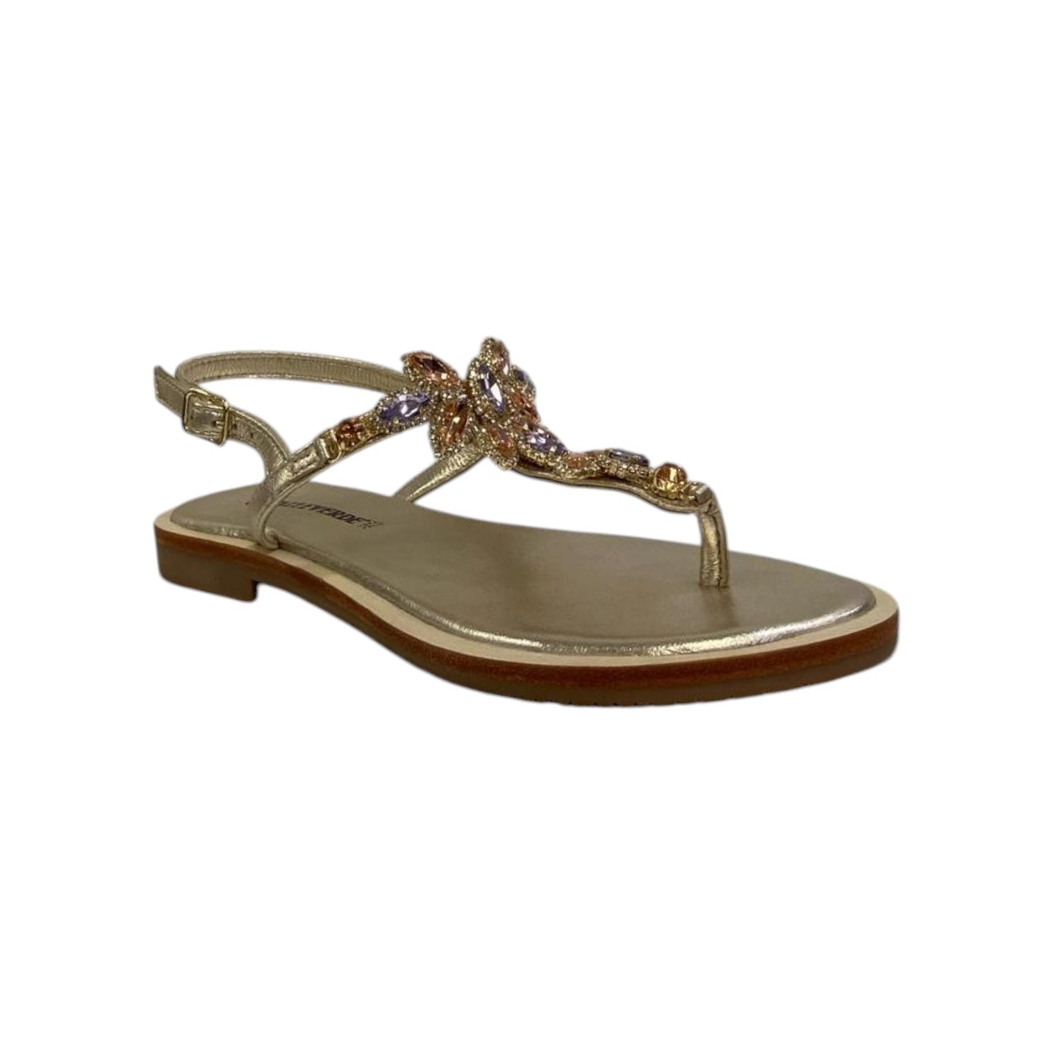 Valleverde Infradito Basso Oro con Pietre Gioiello da Donna