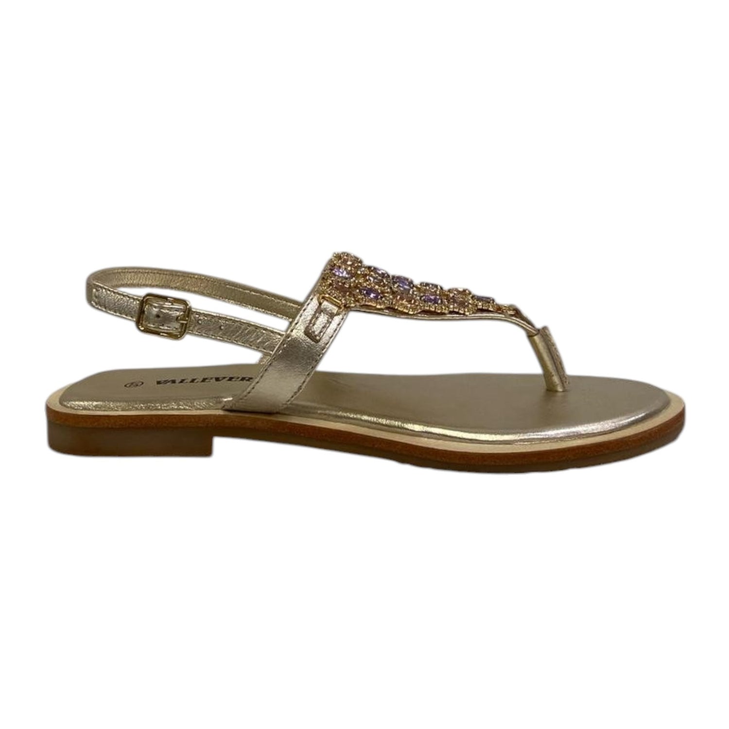 Valleverde Infradito Basso Oro con Pietre Gioiello da Donna