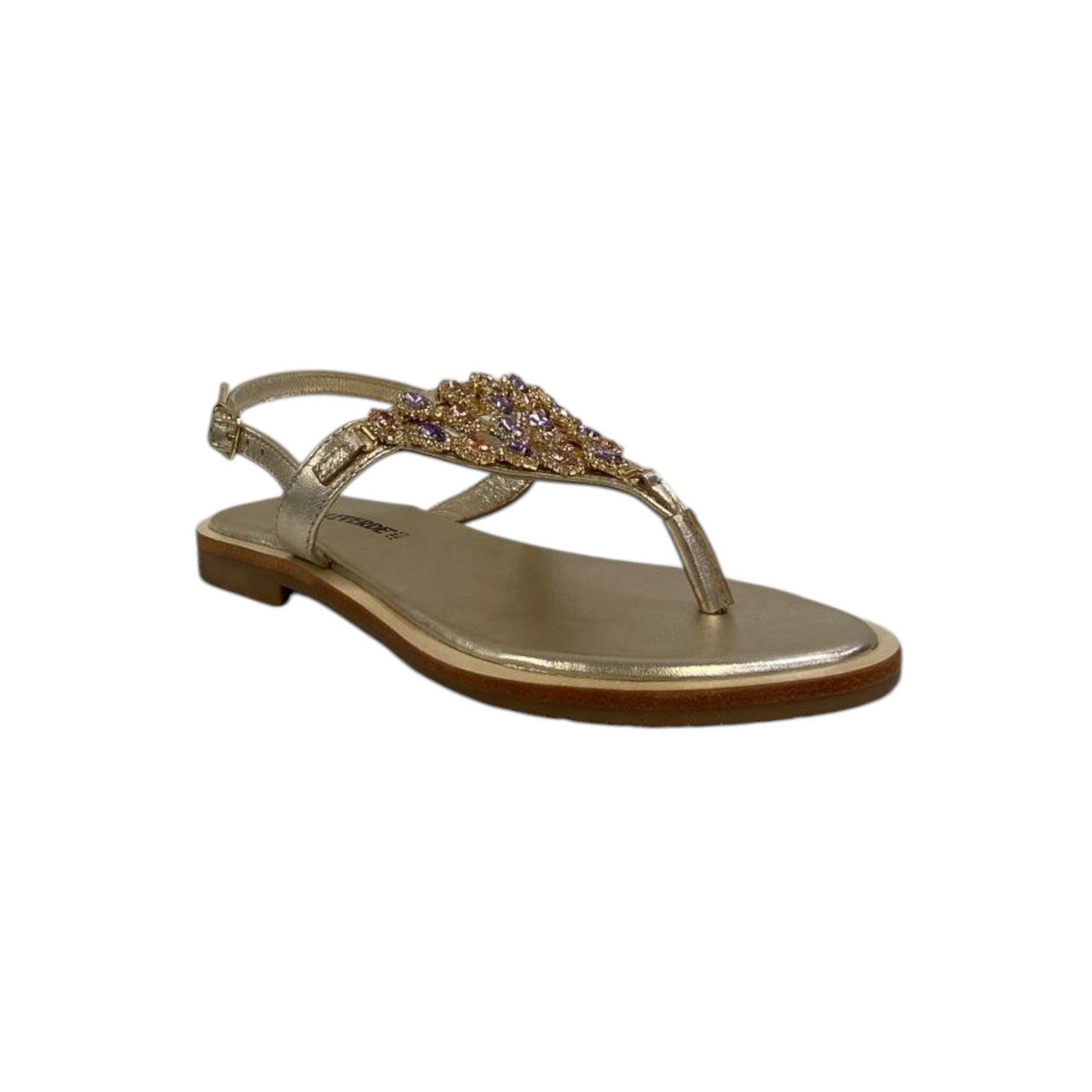 Valleverde Infradito Basso Oro con Pietre Gioiello da Donna