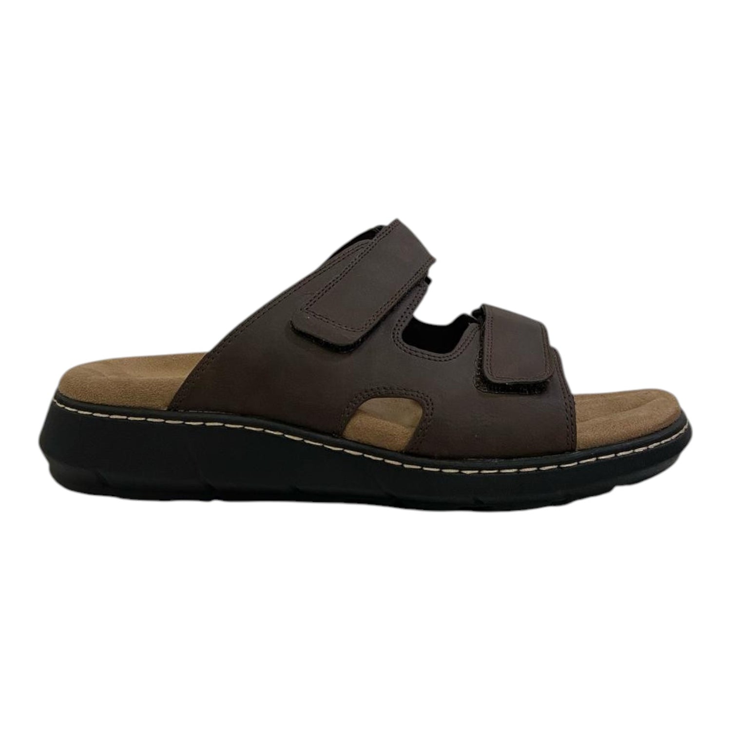 Valleverde Ciabatta Uomo Marrone in Ecopelle con Doppio Strappo