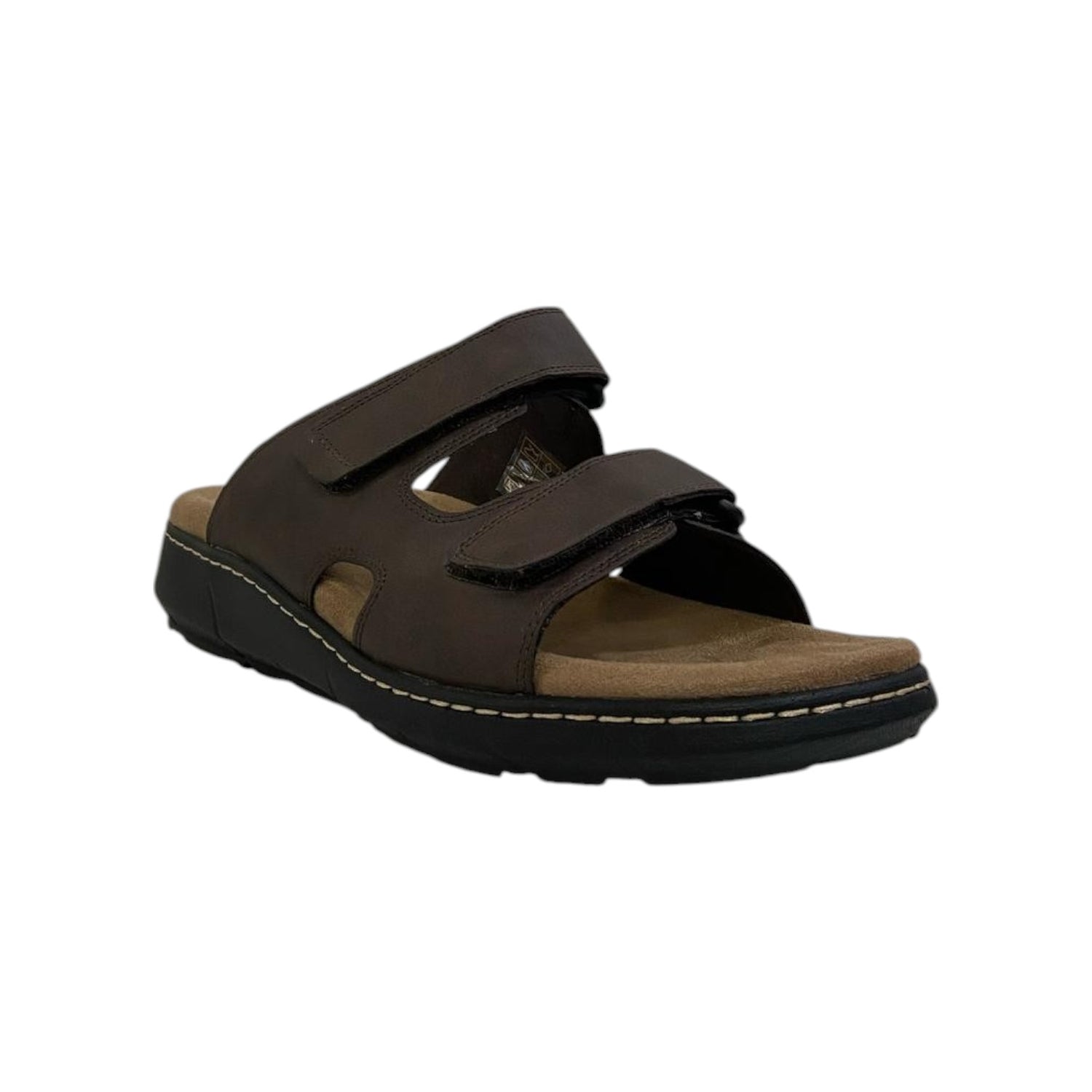 Valleverde Ciabatta Uomo Marrone in Ecopelle con Doppio Strappo