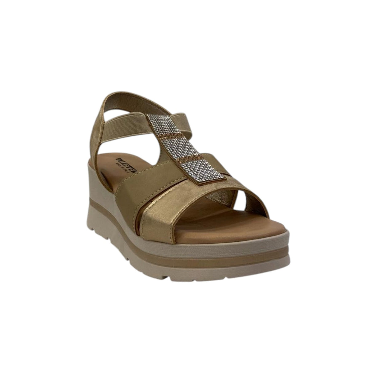 Valleverde Sandalo Platino con Zeppa e Strass da Donna