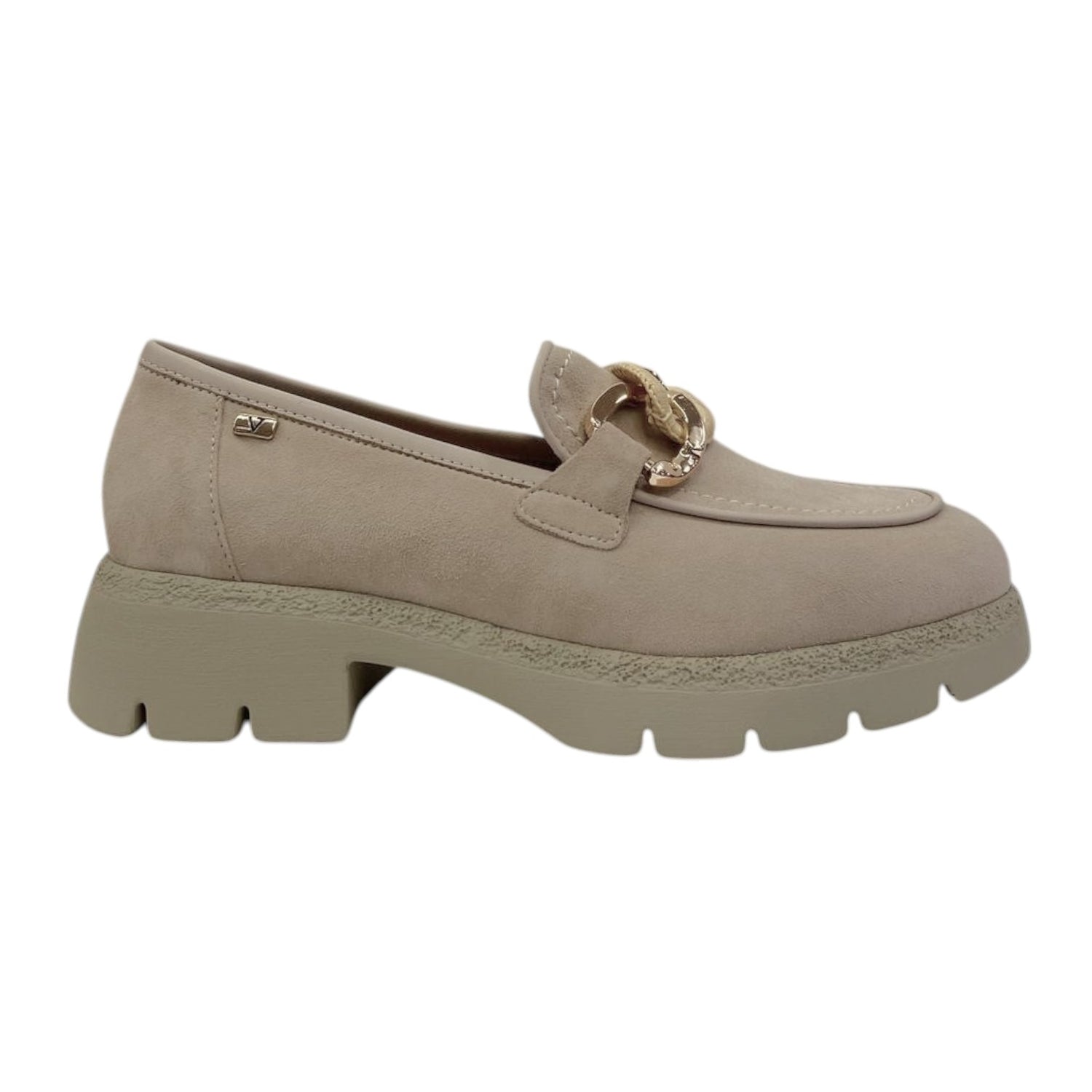 Valleverde Mocassino Beige con Accessorio Catena da Donna