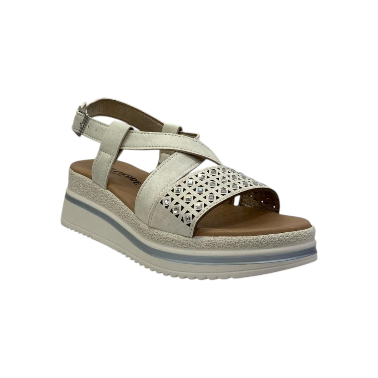 Valleverde Sandalo Bianco con Fascia Incrociata e Zeppa da Donna