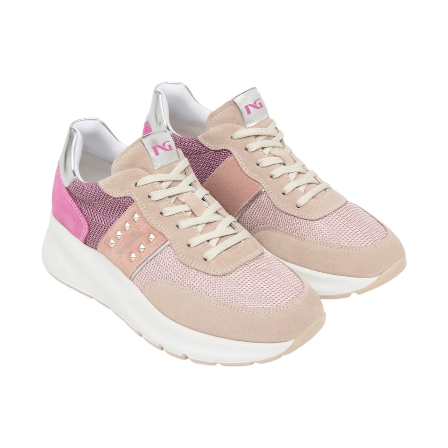 Nero Giardini Sneakers Cipria in Camoscio e Tela da Donna