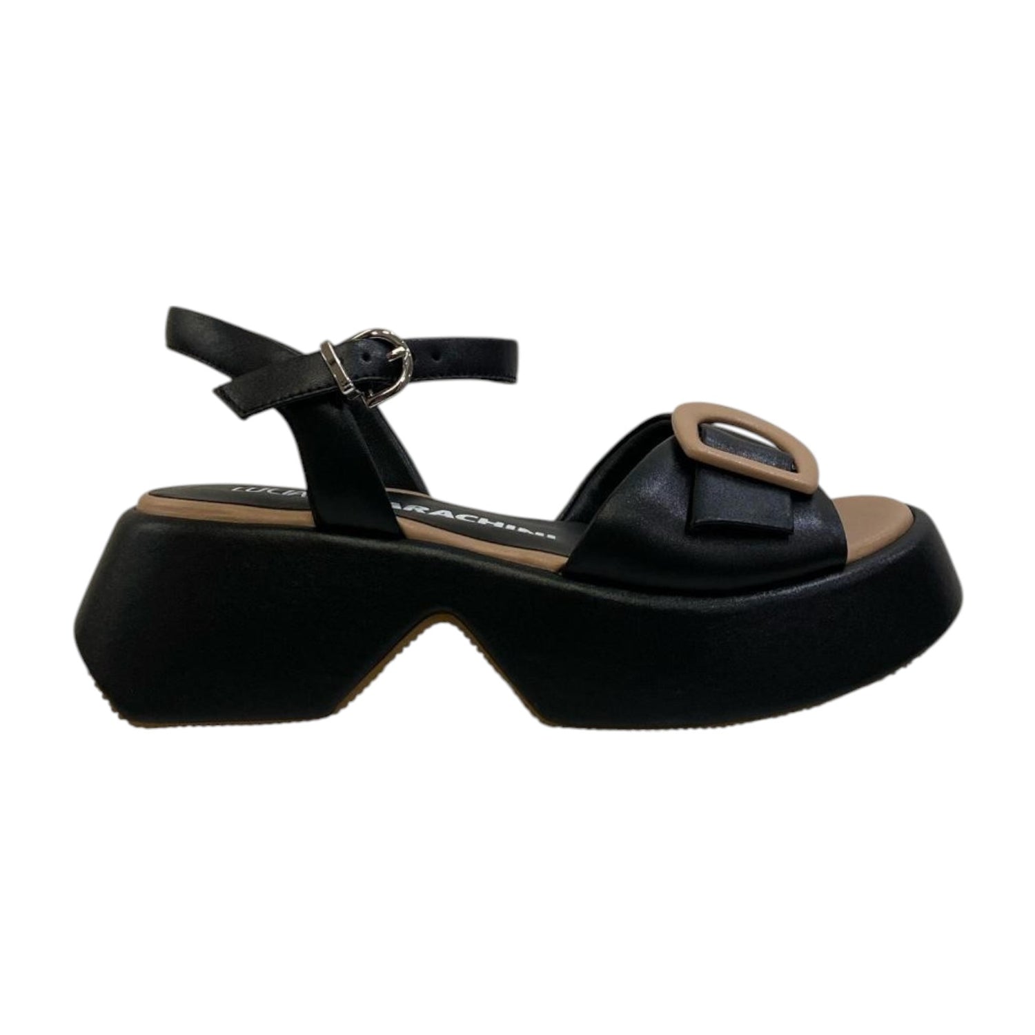 Luciano Barachini Sandalo Nero con Zeppa da Donna