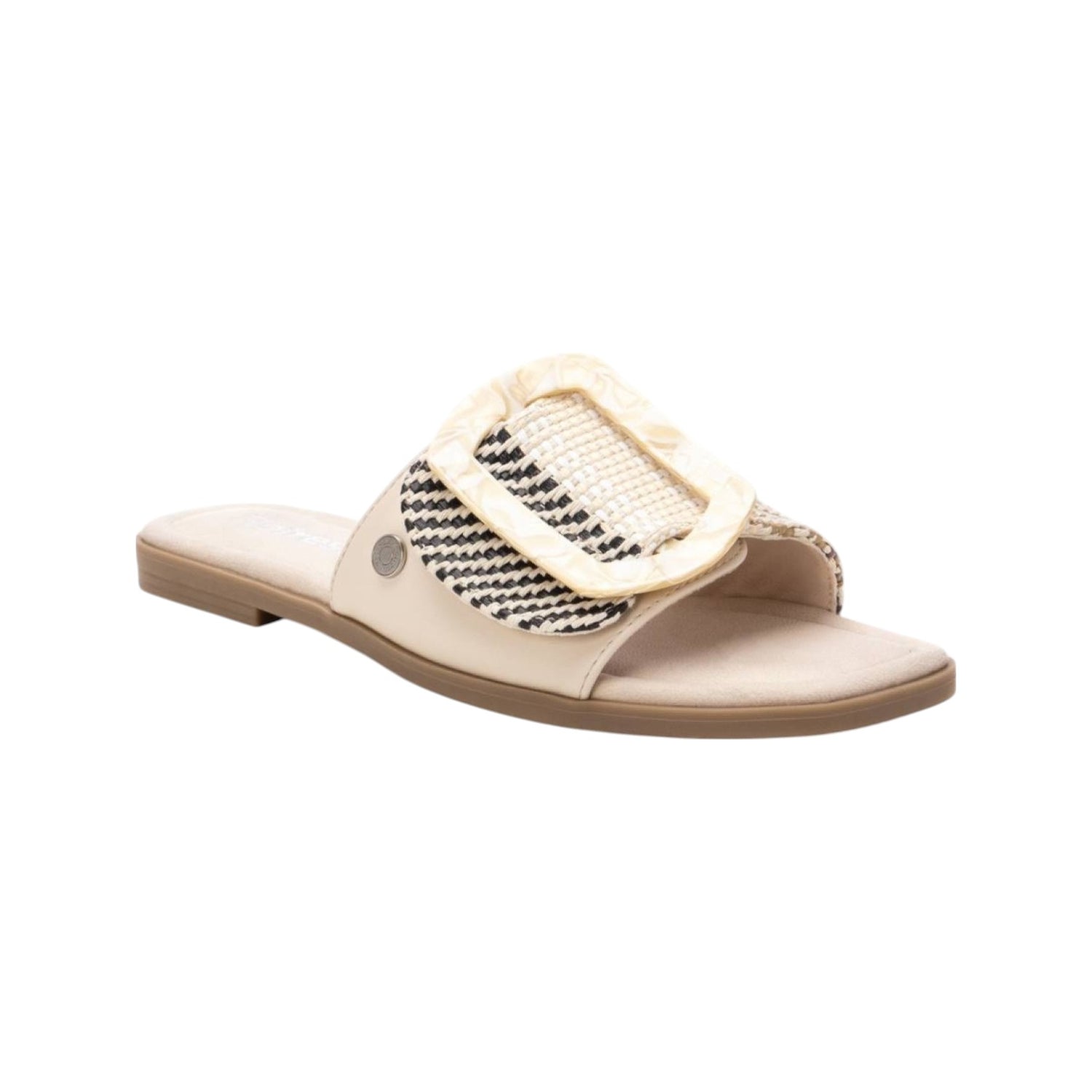 Refresh Ciabatta Bassa Beige con Maxi Fibbia da Donna