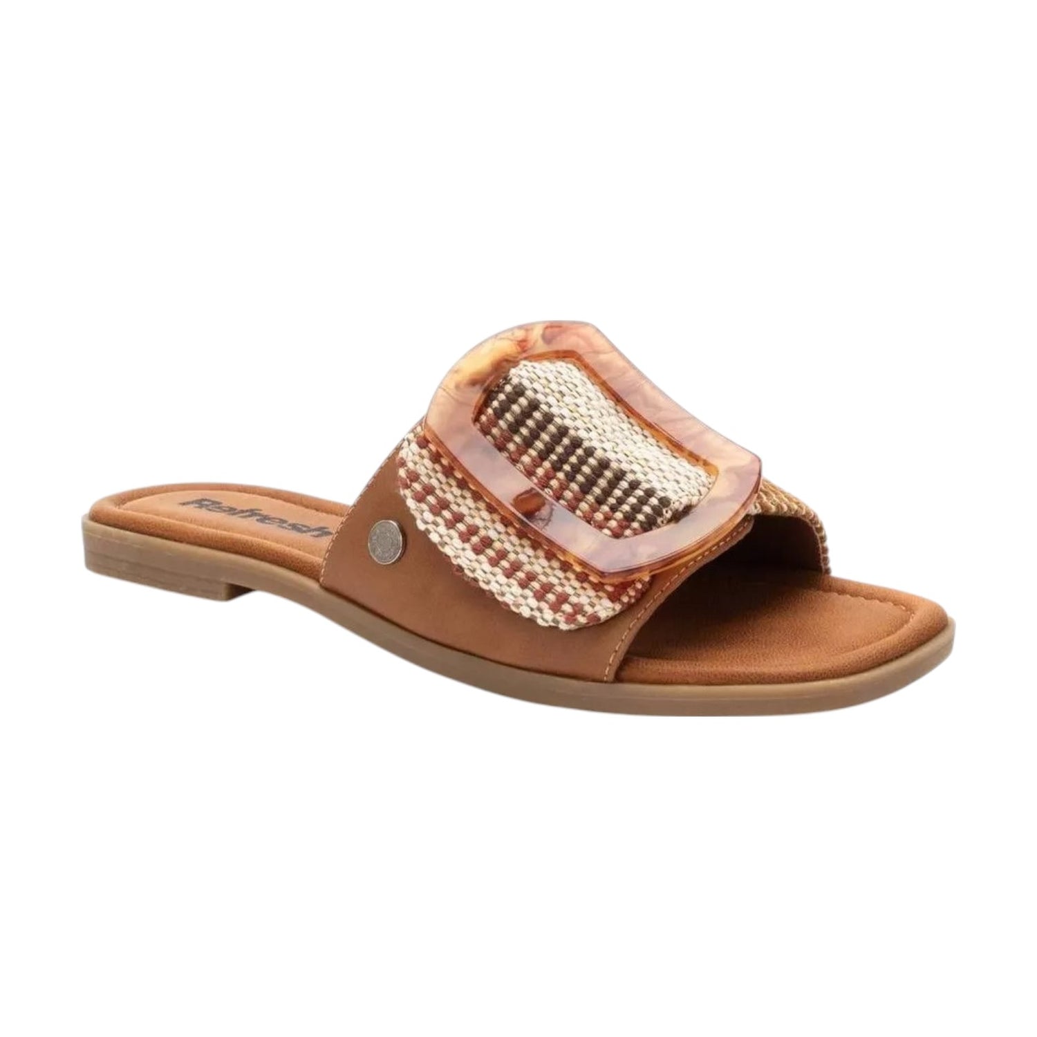Refresh Ciabatta Bassa Camel con Maxi Fibbia da Donna