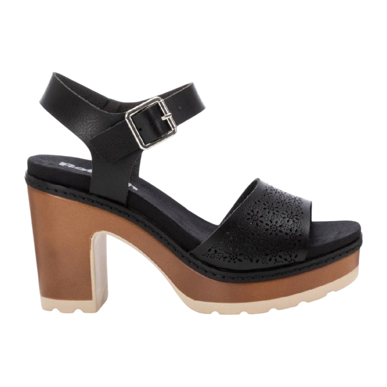 Refresh Sandalo Nero con Trama Traforata t.9 da Donna