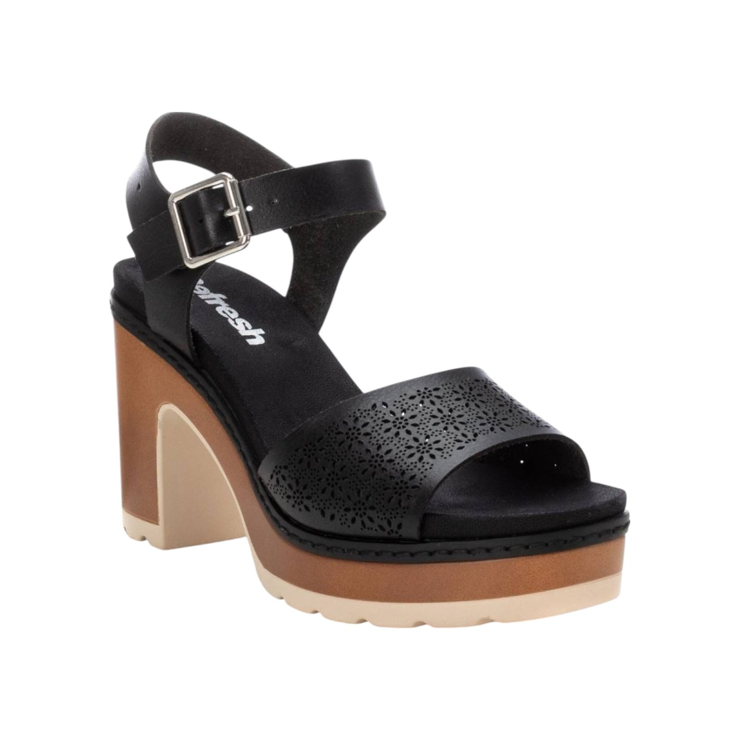 Refresh Sandalo Nero con Trama Traforata t.9 da Donna