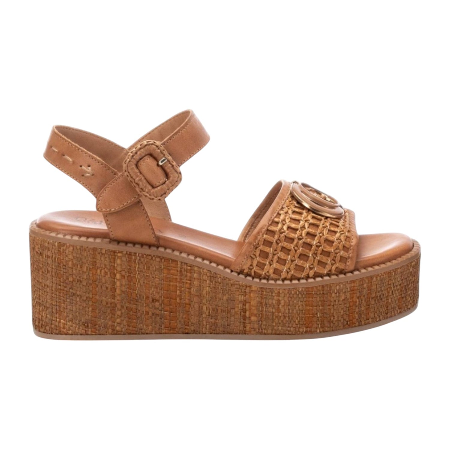 Carmela Sandalo Cuoio in Pelle con Zeppa da Donna