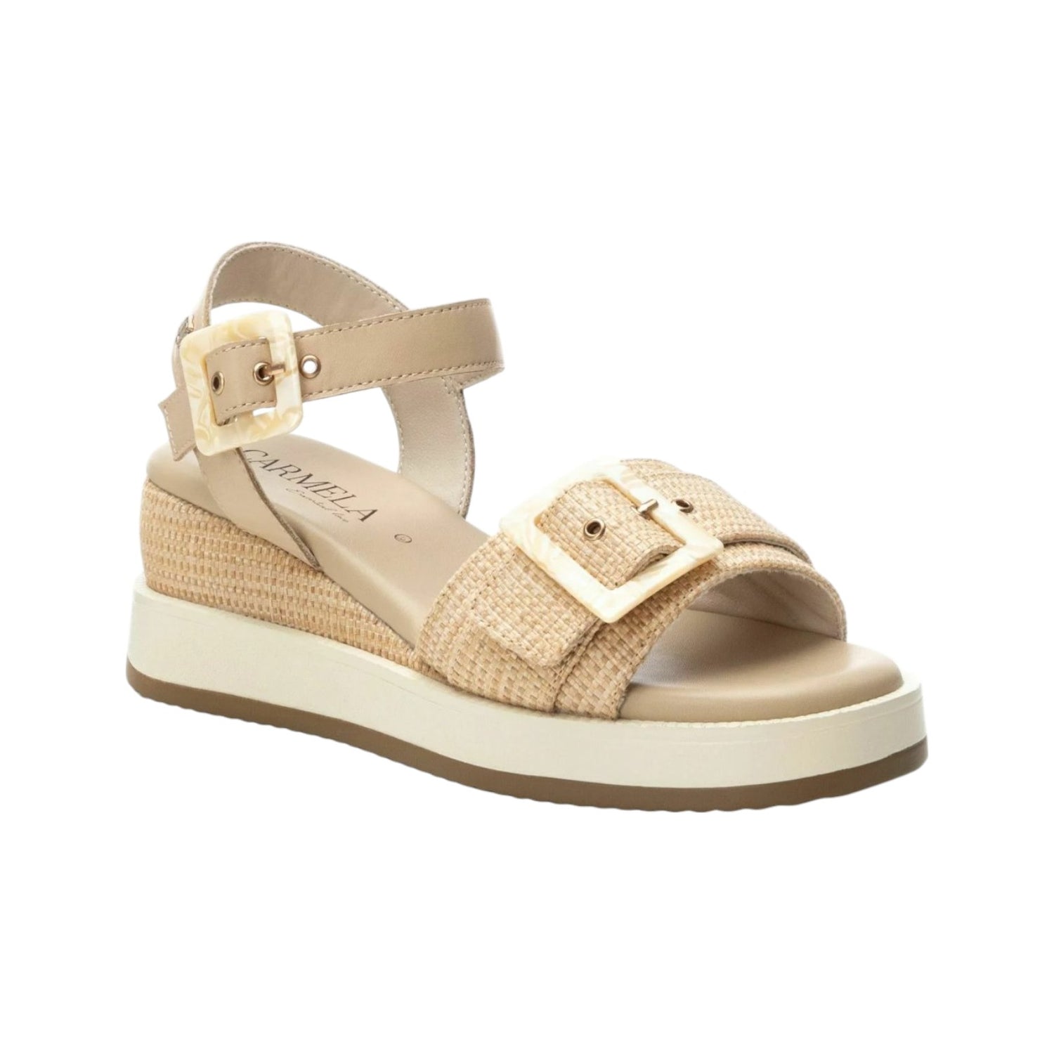 Carmela Sandalo Beige in Pelle e Raffia da Donna