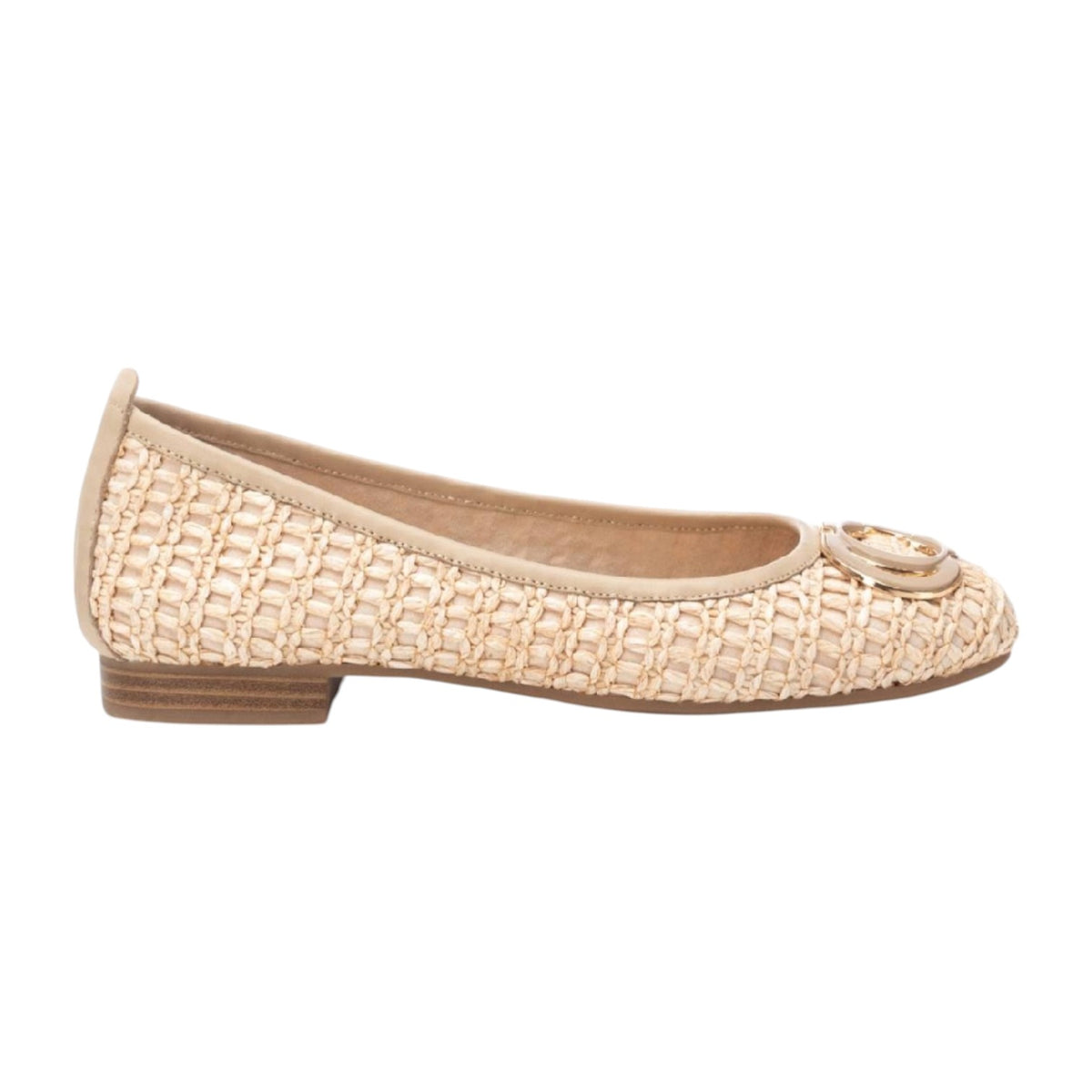 Carmela Ballerina Beige in Pelle e Raffia da Donna