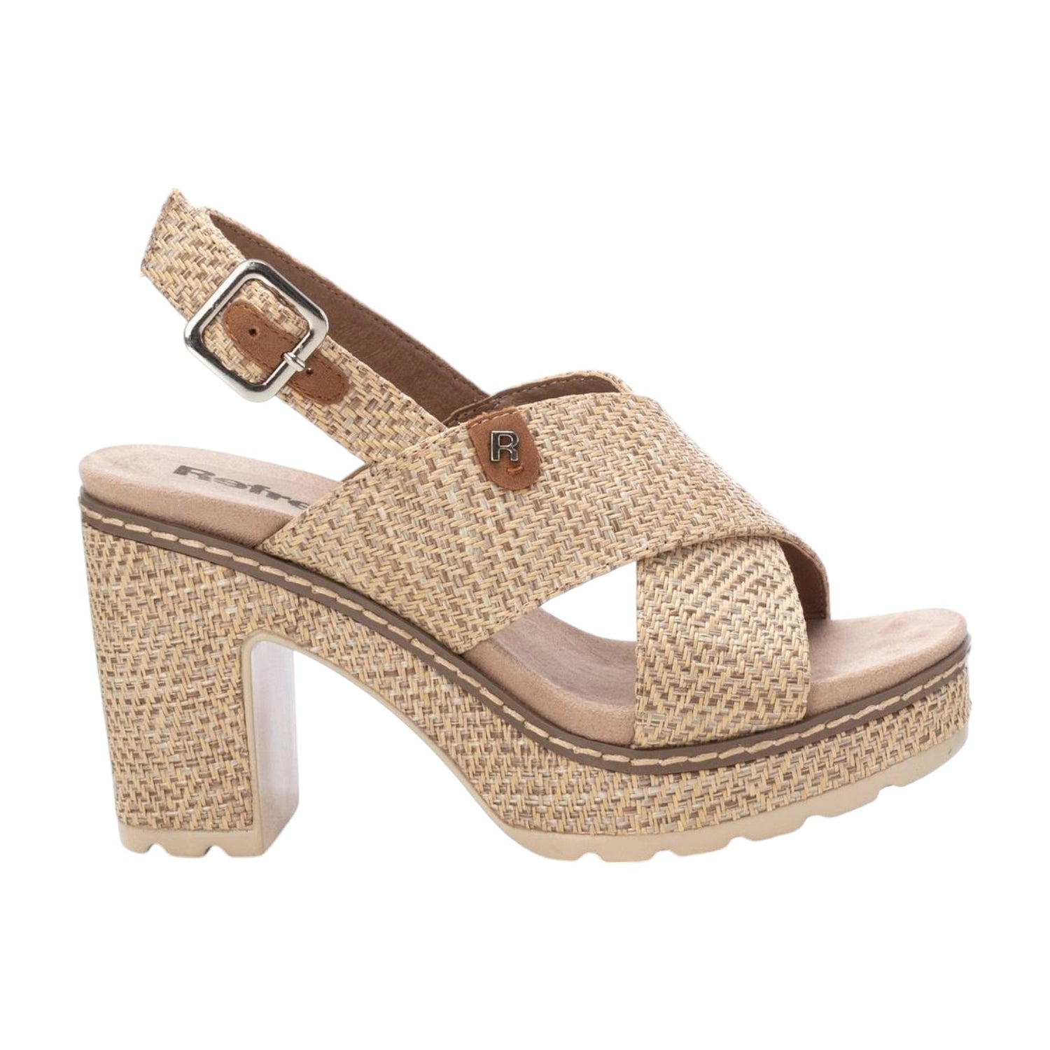 Refresh Sandalo Beige in Raffia con Dettaglio Camel t.9 da Donna