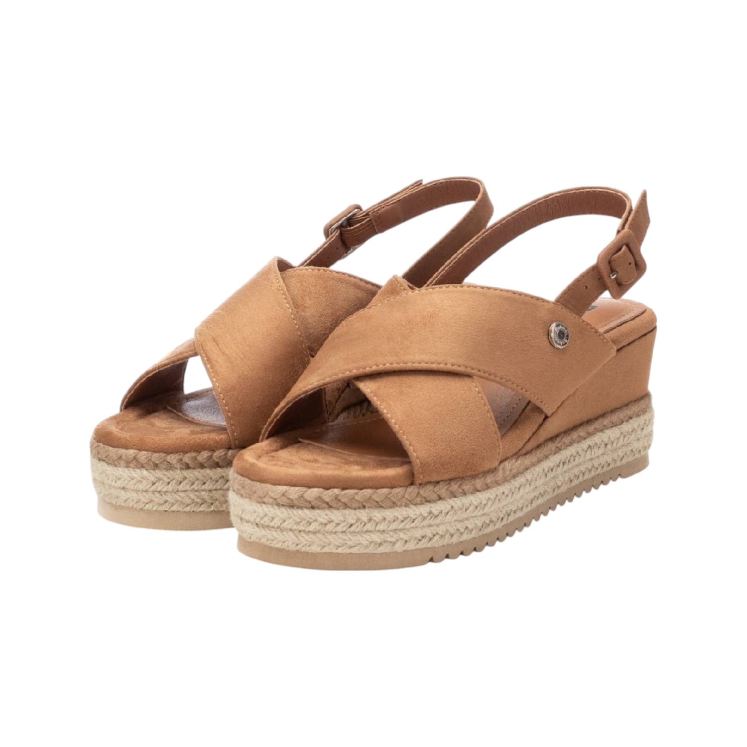 Refresh Sandalo Taupe con Zeppa e Fasce Incrociate da Donna