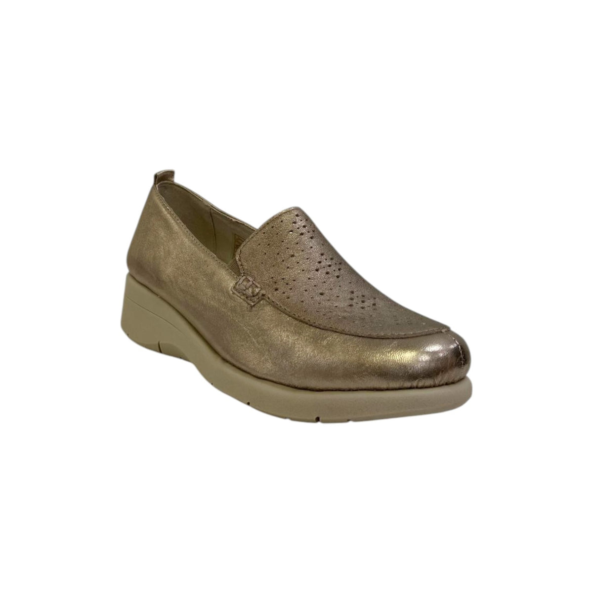 Susimoda Mocassino Bronzo Traforato in Pelle Laminata con Zeppa da Donna