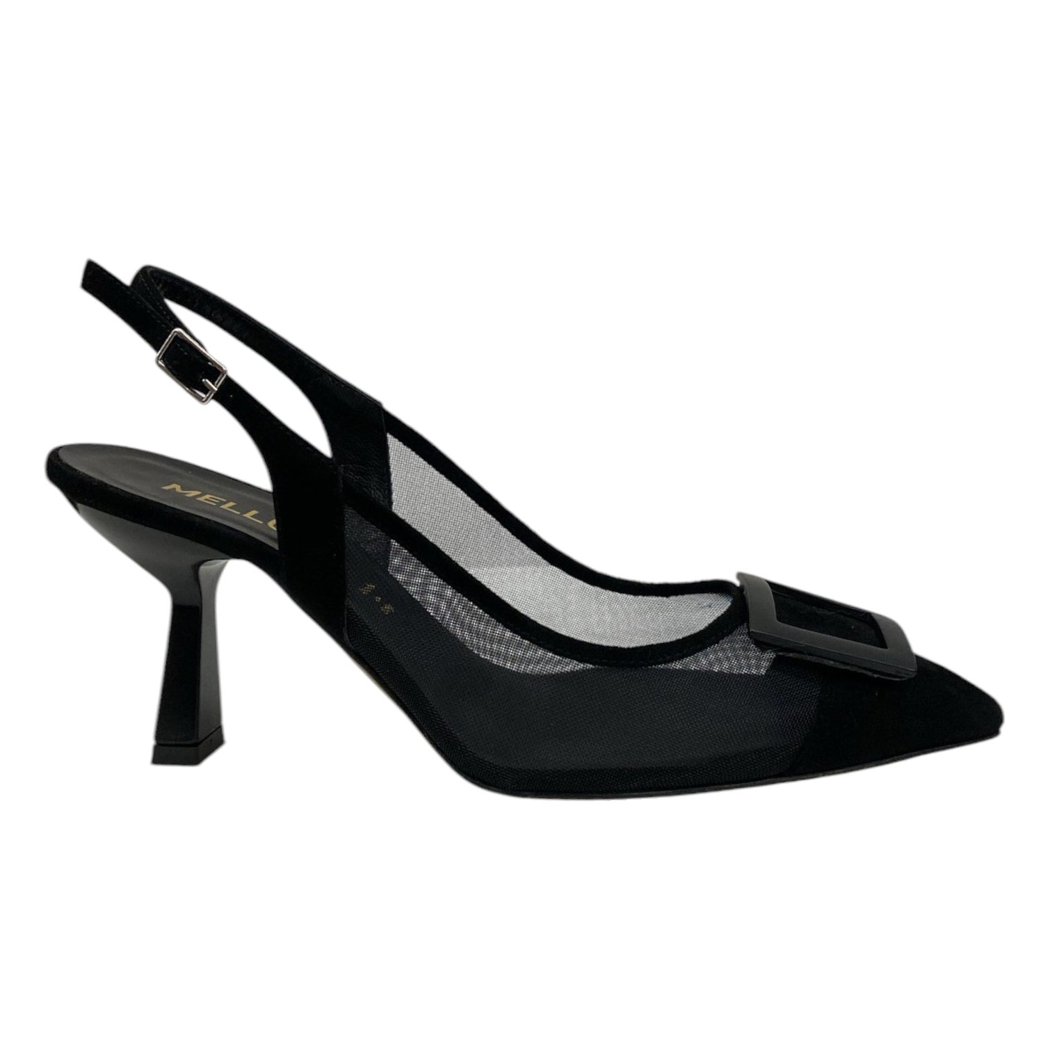 Melluso Chanelle Donna in Camoscio e Rete Nera con Tacco Sottile 80mm
