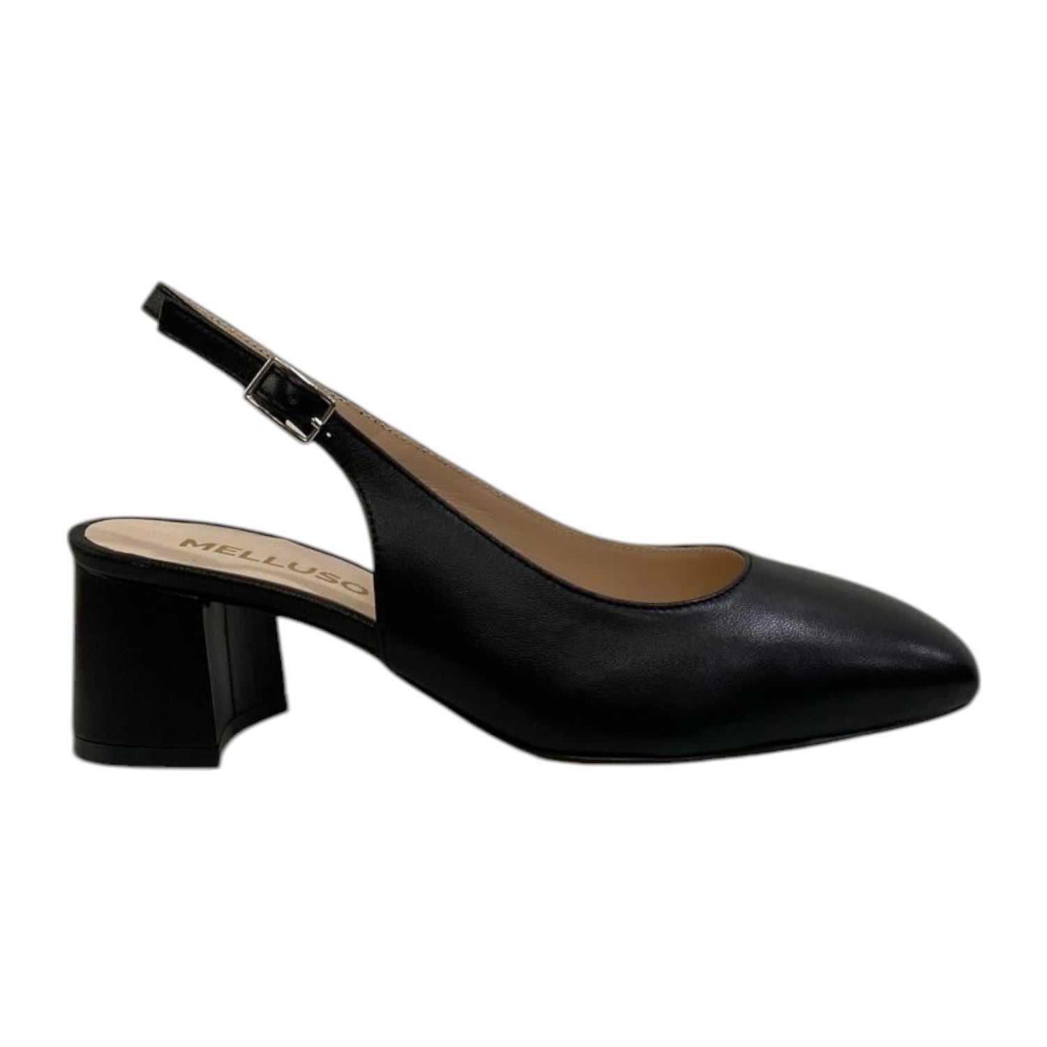 Melluso Chanelle Donna in Pelle Nera con Tacco Largo 50mm