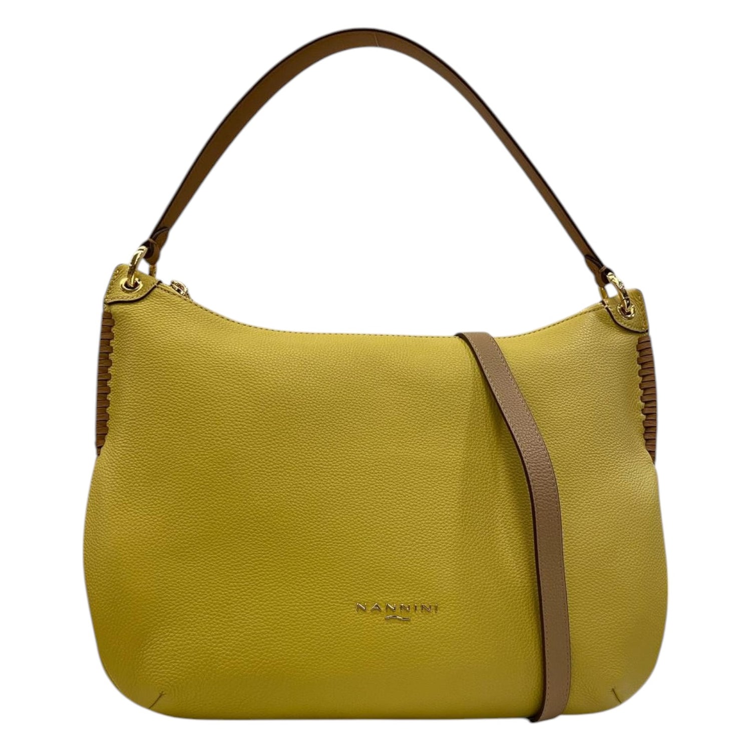 Nannini Firenze Borsa a Spalla Yara Donna in Pelle Giallo Cognac con Tracolla