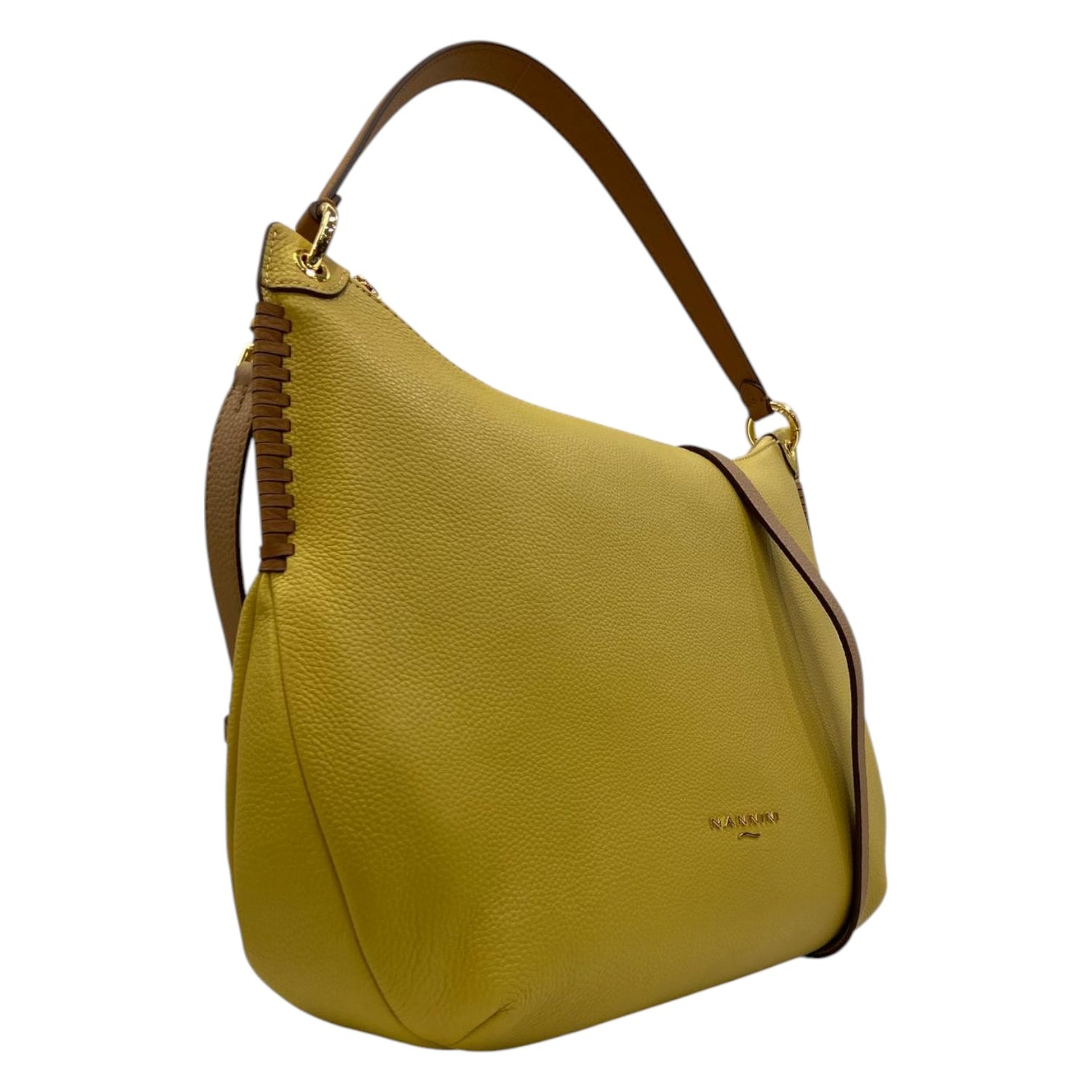 Nannini Firenze Borsa a Spalla Yara Donna in Pelle Giallo Cognac con Tracolla