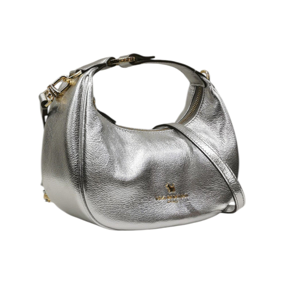 Nannini Firenze Mezzaluna Piccola Keira Donna in Pelle Argento con Tracolla