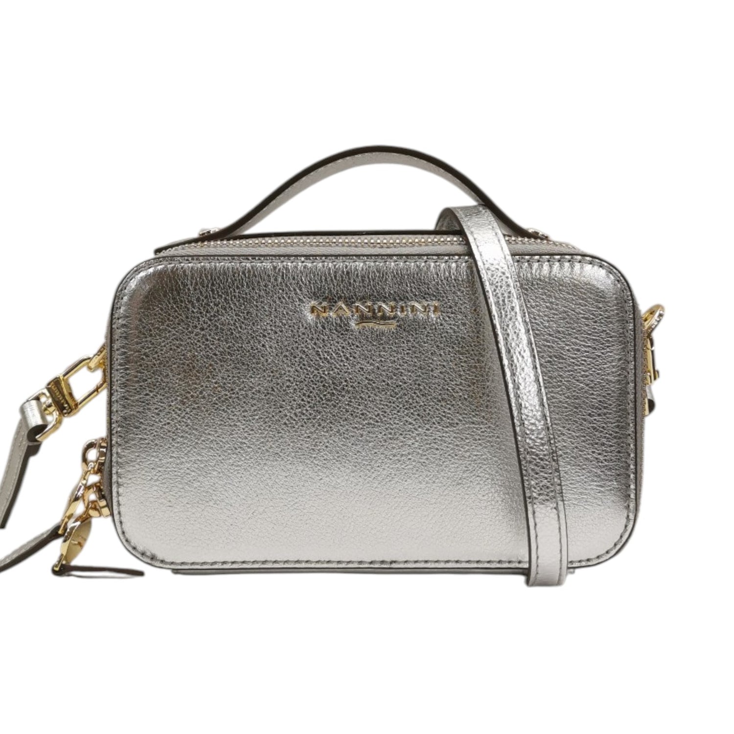 Nannini Firenze Borsa a Mano Keira Donna in Pelle Argento con Tracolla