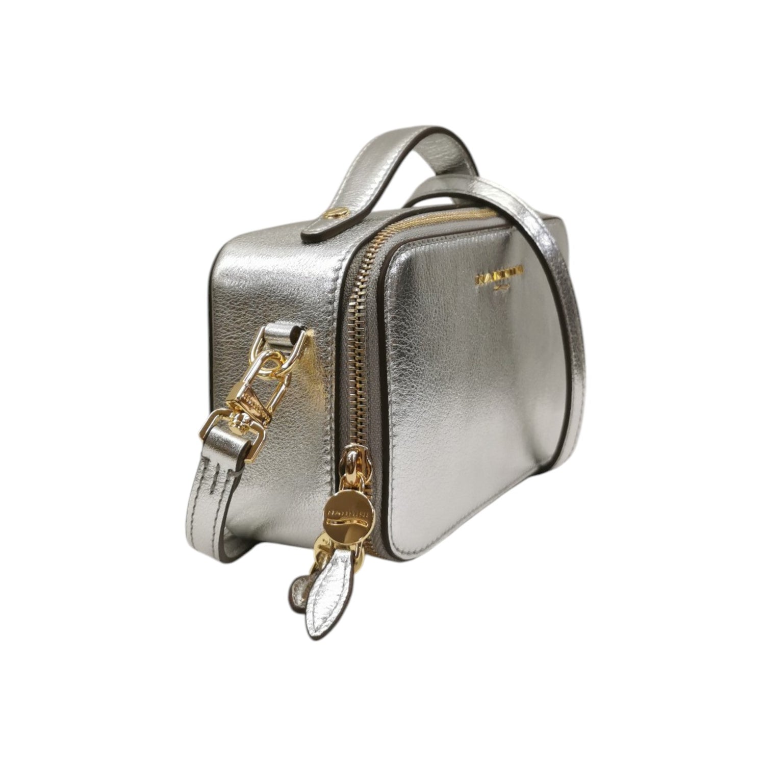 Nannini Firenze Borsa a Mano Keira Donna in Pelle Argento con Tracolla