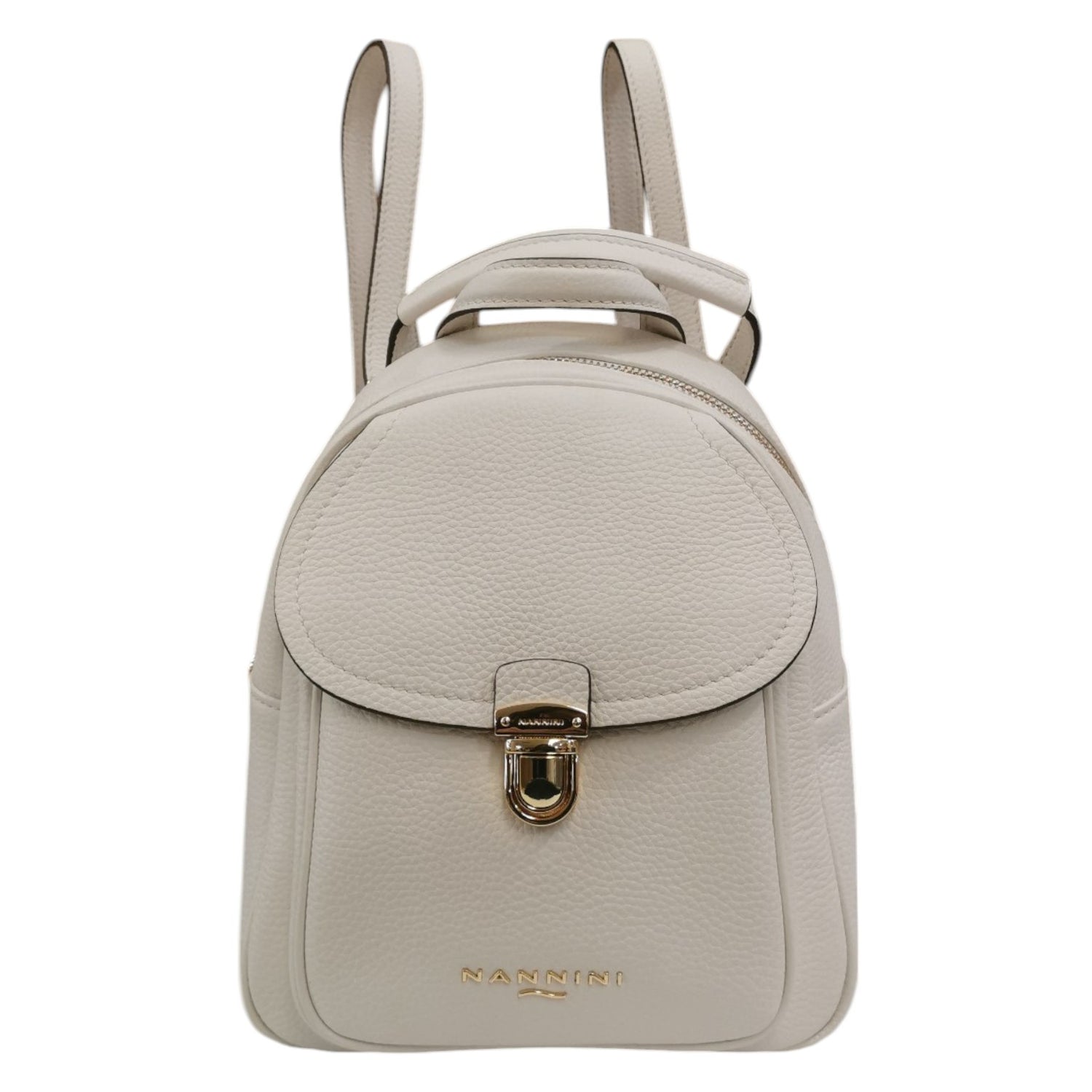 Nannini Firenze Zaino Keira Donna in Pelle Bianca con Tasca con Pattina