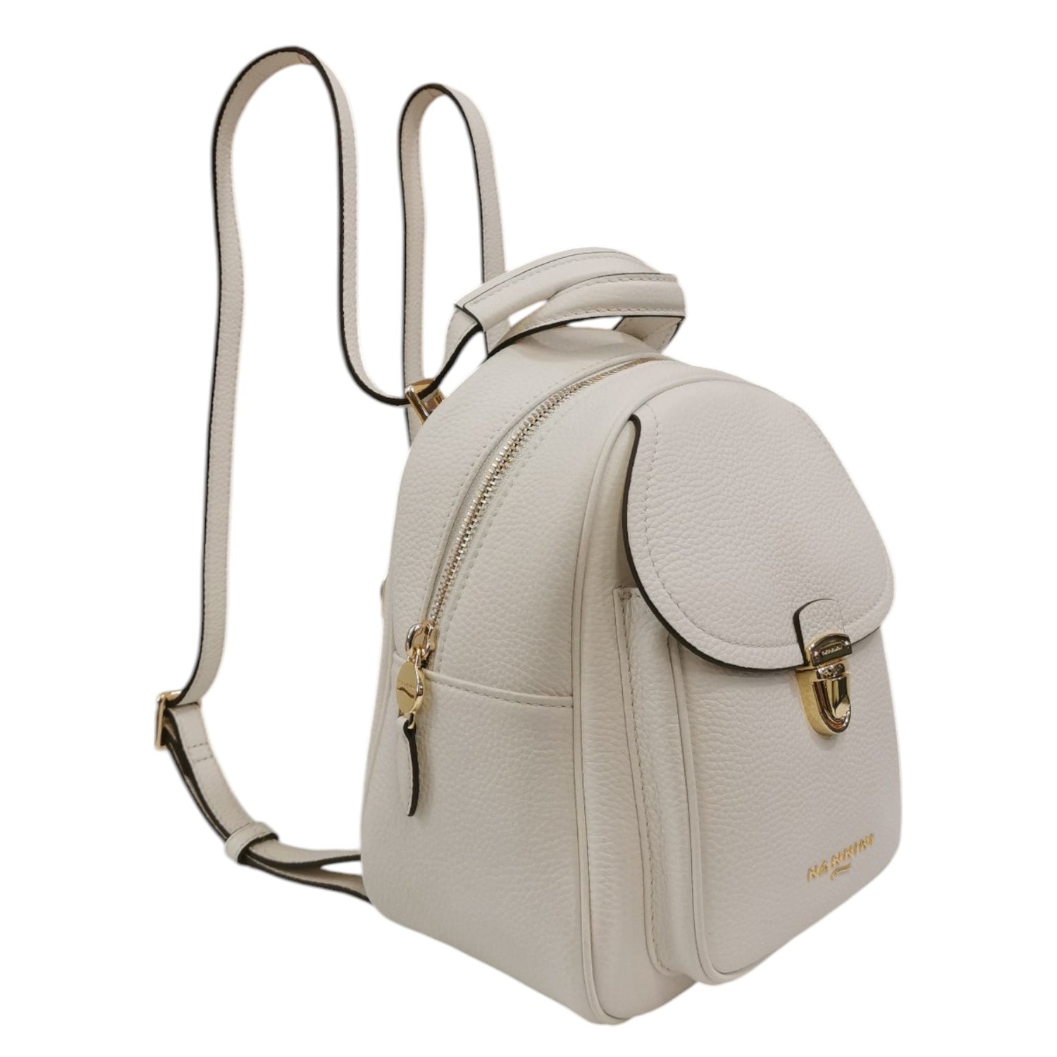 Nannini Firenze Zaino Keira Donna in Pelle Bianca con Tasca con Pattina