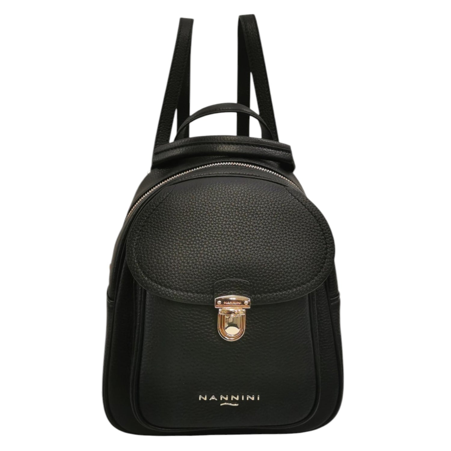 Nannini Firenze Zaino Keira Donna in Pelle Nero con Tasca con Pattina