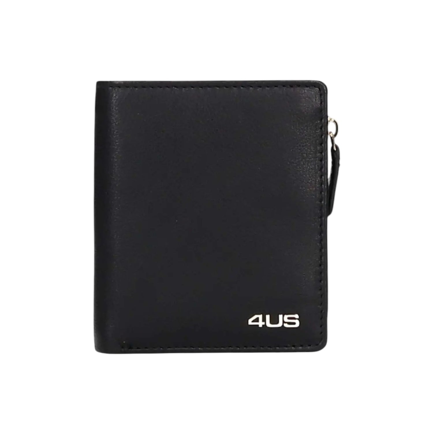 4US Portafoglio Nero con Zip e Bottone da Donna