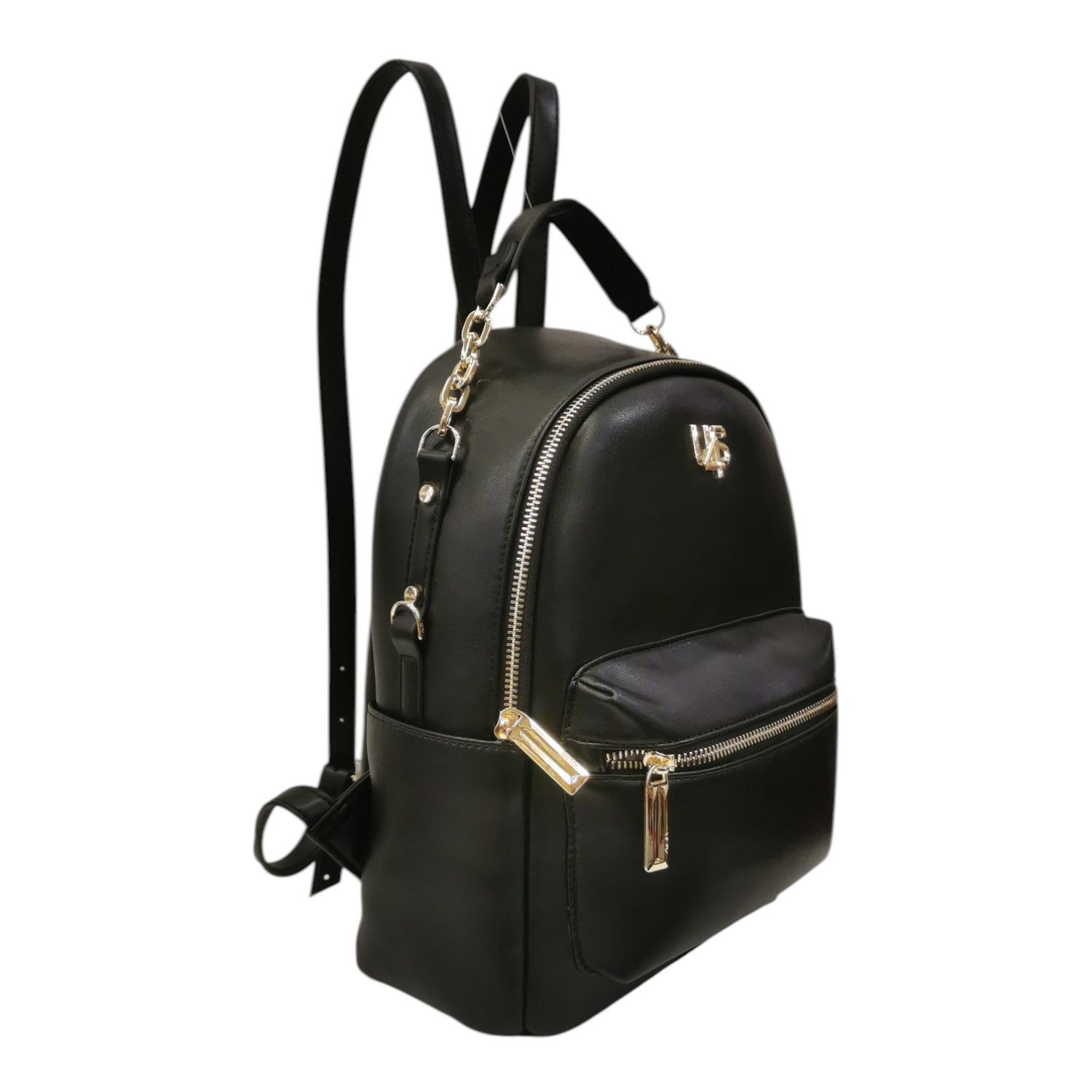 4US Zaino Nero con Manico a Catena da Donna