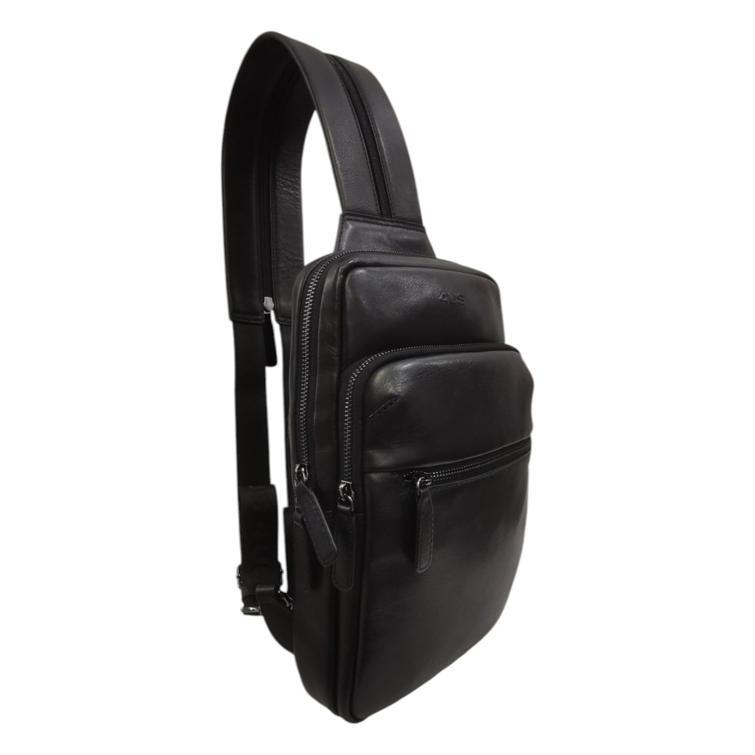 4US Borsello/Zaino Piccolo Nero in Pelle da Uomo