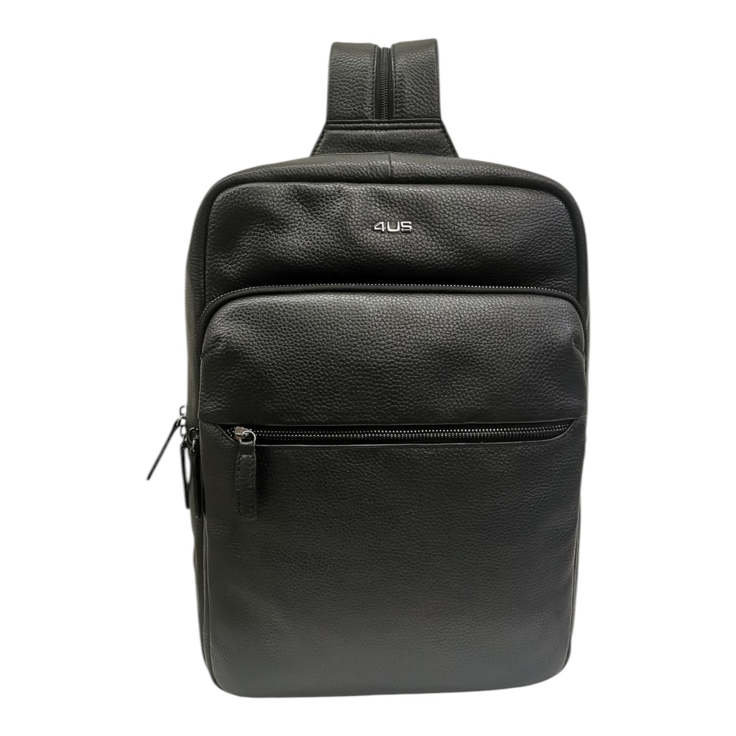 4US Zaino Nero in Pelle Porta Pc da Uomo