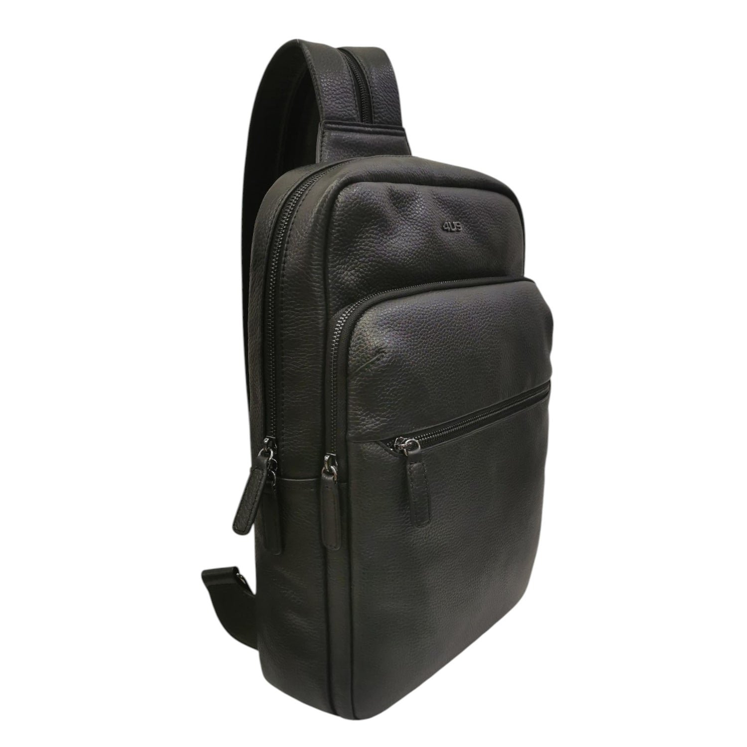 4US Zaino Nero in Pelle Porta Pc da Uomo