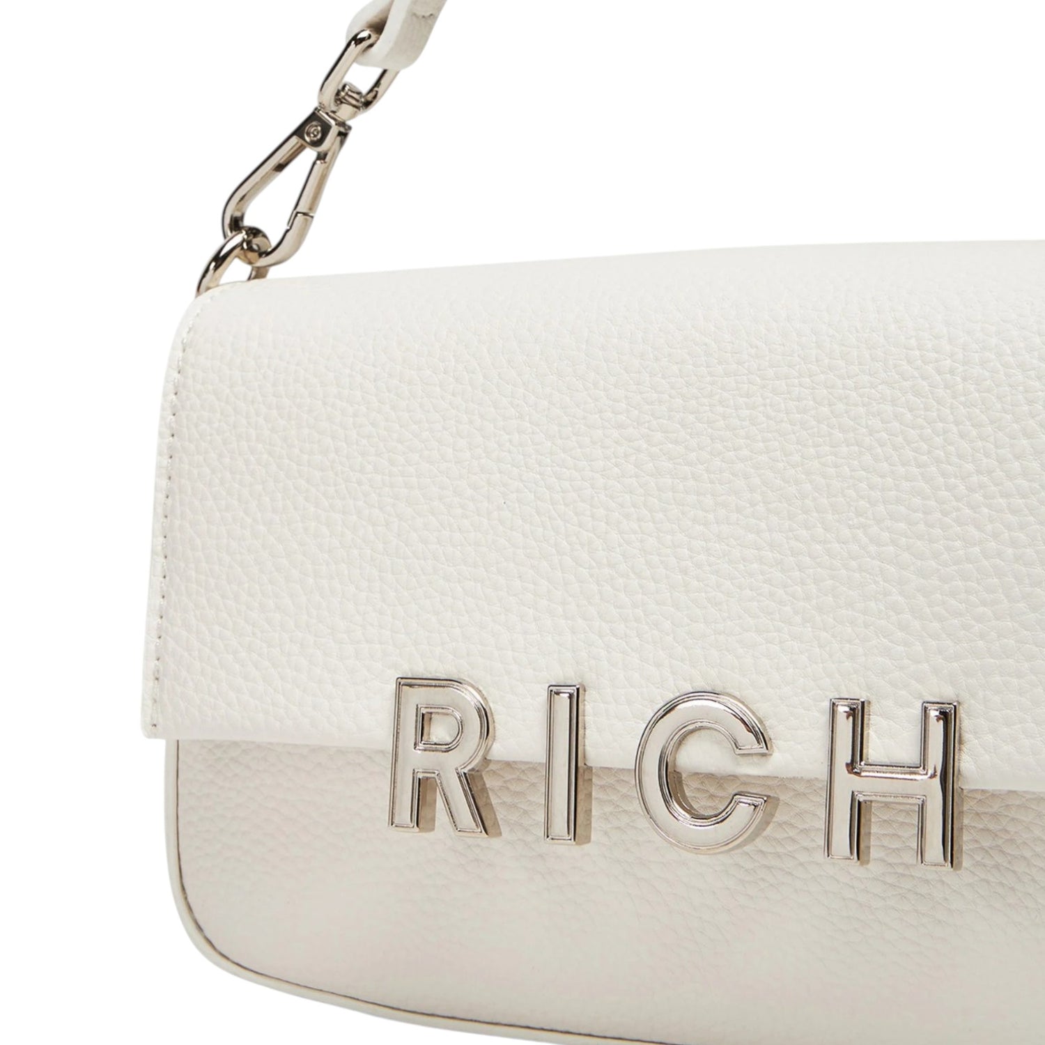 John Richmond Borsa a Mano Piccola Bianca Argento co n Tracolla da Donna