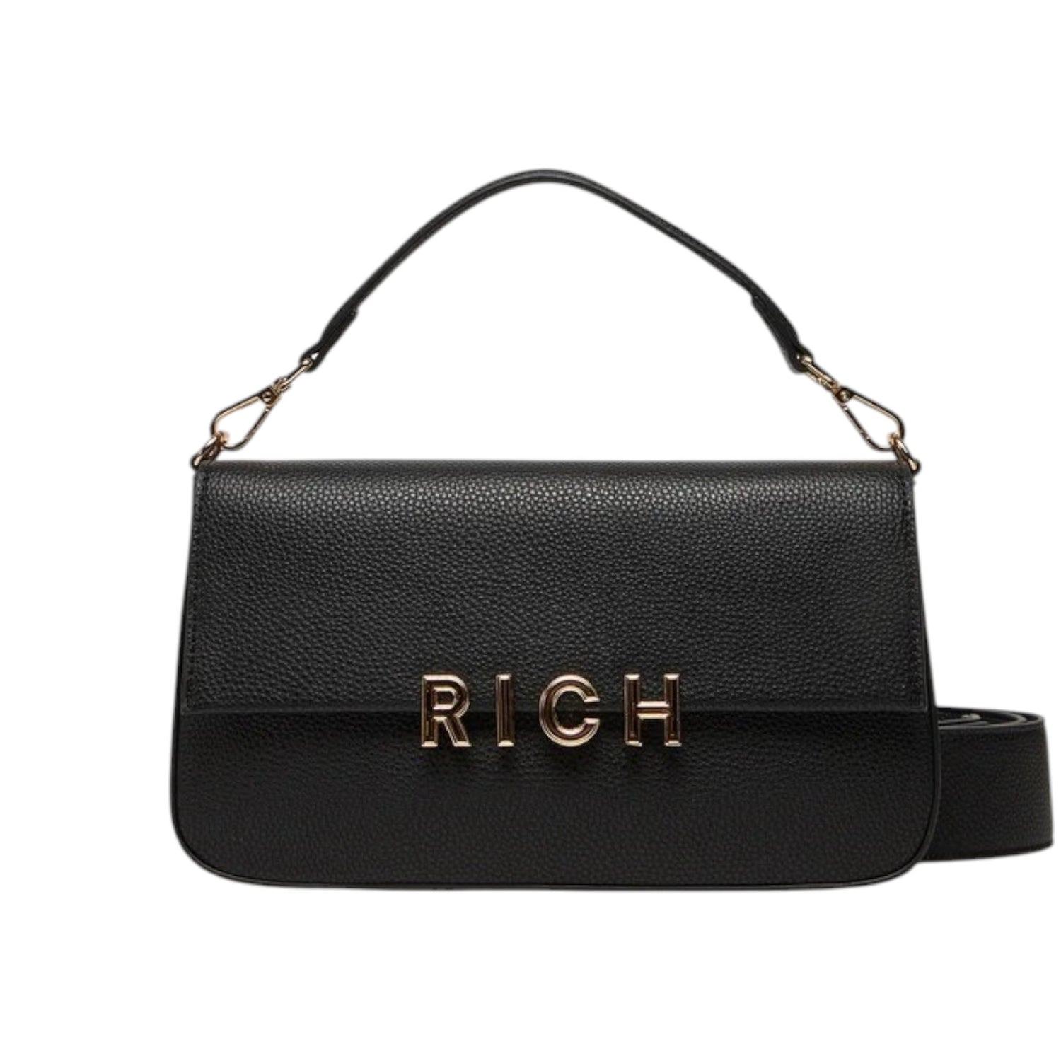 John Richmond Borsa a Spalla Nero Oro con Tracolla da Donna
