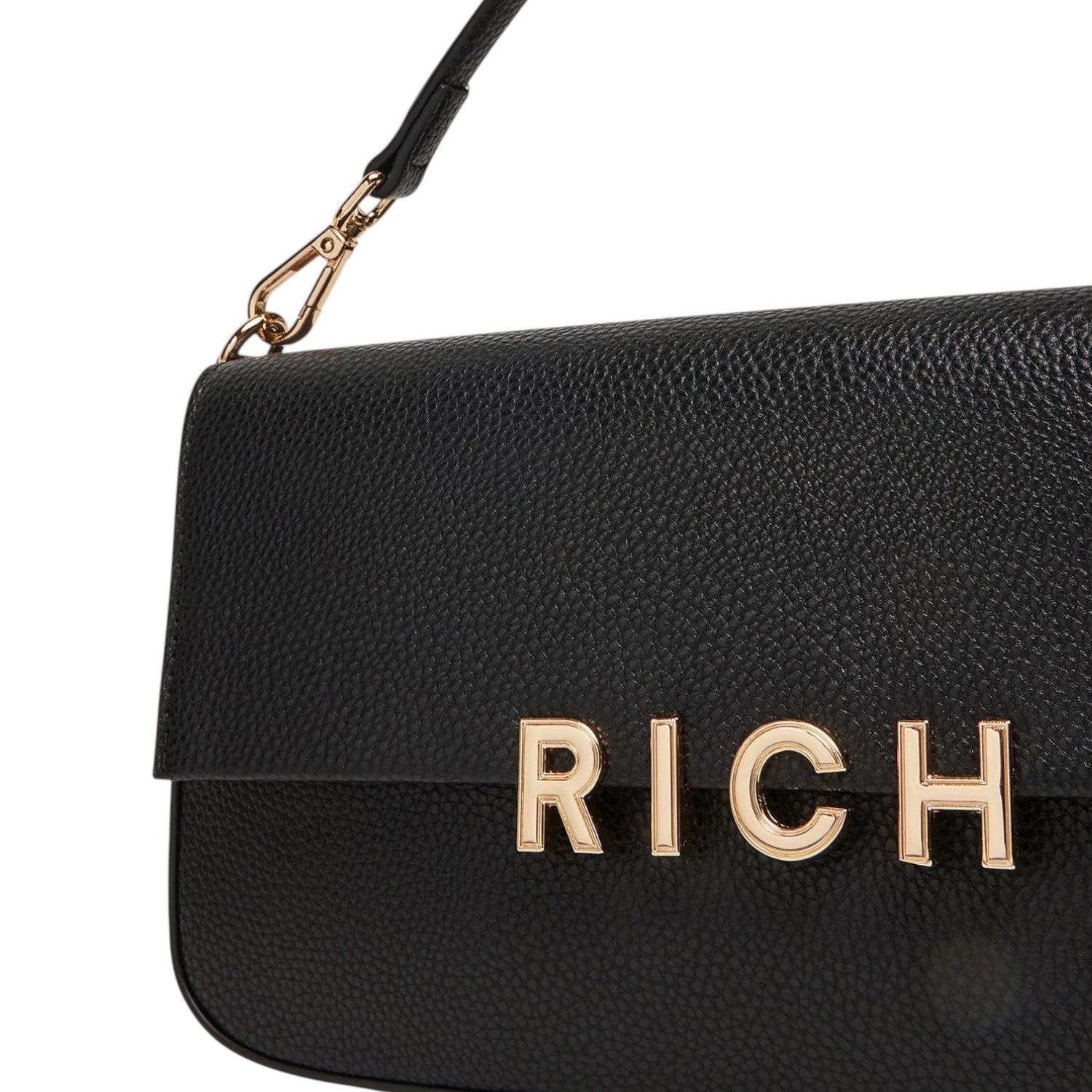 John Richmond Borsa a Spalla Nero Oro con Tracolla da Donna